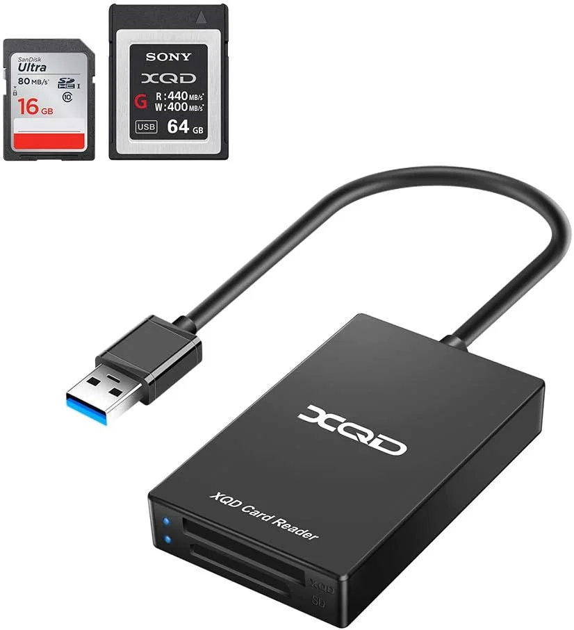 کارت خوان XQD USB 3.0 کارت خوان XQD SD کارت خوان Sony XQD کارت خوان 2 در 1 کارت خوان حافظه سرعت فوق العاده 5Gpbs برای سری Sony G/M، Lexar 2933x/1400x USB Mark کارت XQD، کارت SD/SDHC/SDXC برای ویندوز/مک