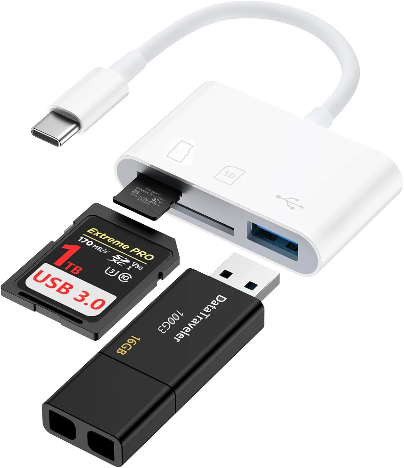کارت خوان SD مدل USB C برای آیفون 17 ایر پرو مکس 16e 16 پرو مکس پلاس/مک بوک/سامسونگ، آداپتور کارت حافظه دوربین TypeC برای کارت های SD، Micro SD، SDHC، SDXC، TF، MMC، UHSI