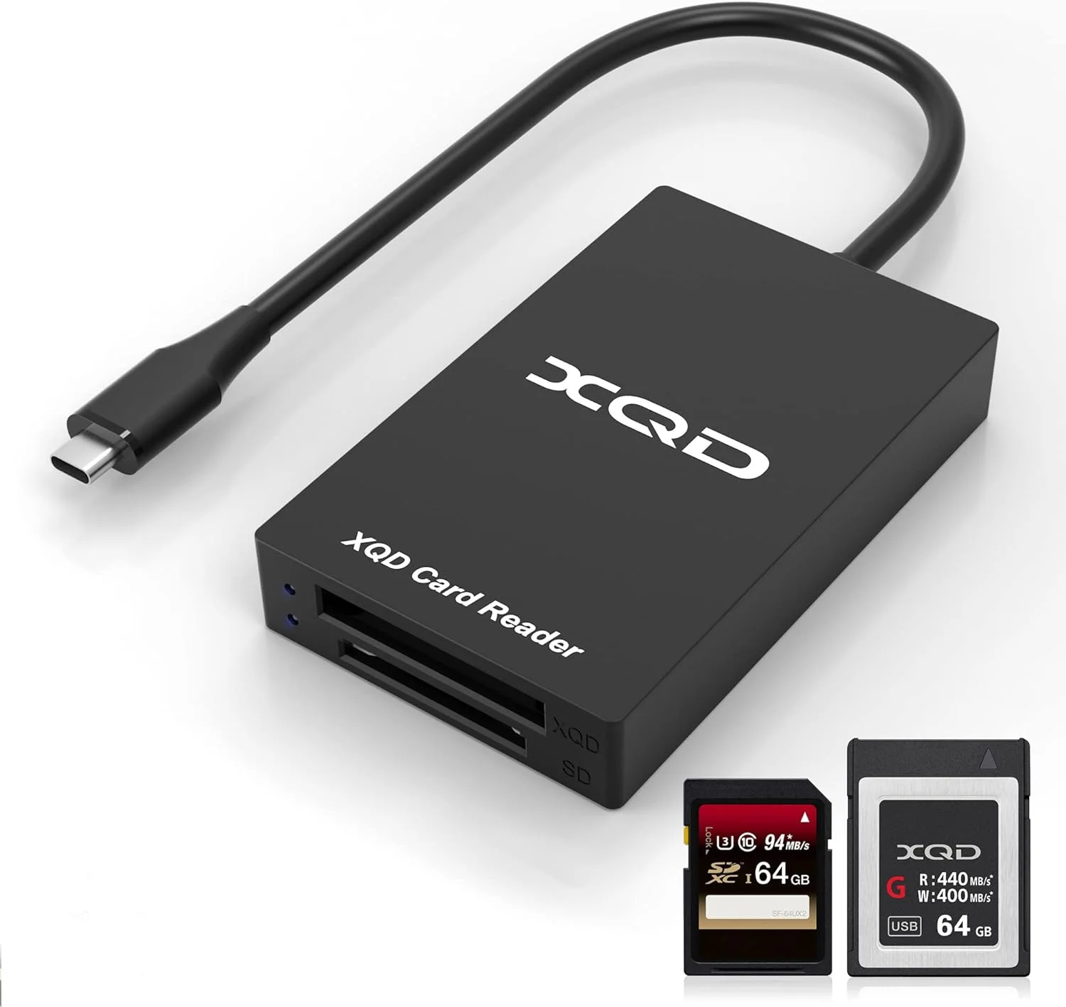 کارت خوان XQD USB C کارت خوان دوگانه XQD/SD با سرعت فوق العاده 5 گیگابیت بر ثانیه، پشتیبانی از سری Sony G/M، Lexar 2933x/1400x USB Mark XQD، کارت SD برای ویندوز/مک OS، کارت خوان Type-C XQD