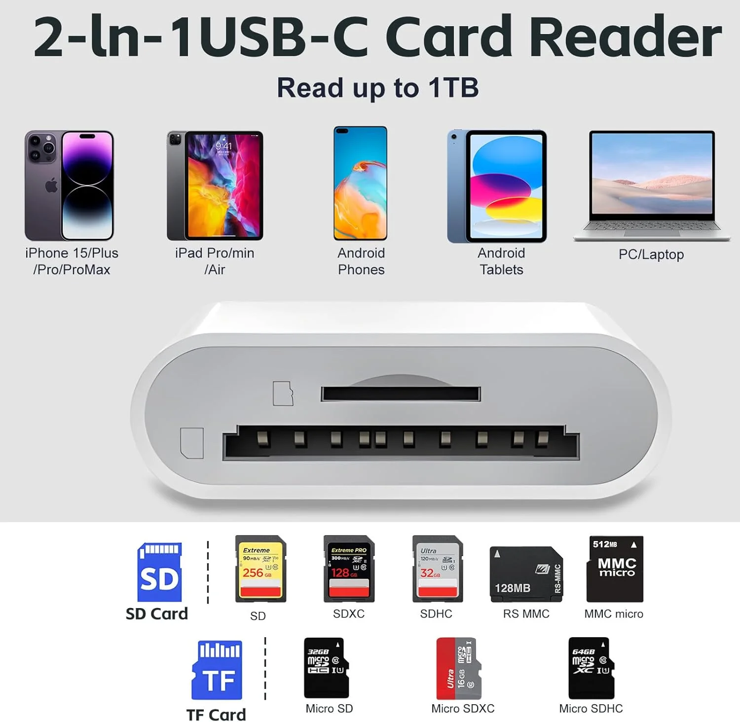 کارت خوان USB C SD، کارت خوان Type C SD، پشتیبانی از آداپتورهای کارت حافظه SD و MicroSD برای آیفون 15 16/آیپد/مک بوک/مک، نمایشگر دوربین تریل پلاگ اند پلی - 2 اسلات کارت خوان USB C SD، کارت خوان Type C SD، پشتیبانی از آداپتورهای کارت حافظه SD و MicroSD برای آیفون 15 16/آیپد/مک بوک/مک، نمایشگر دوربین تریل پلاگ اند پلی - 2 اسلات