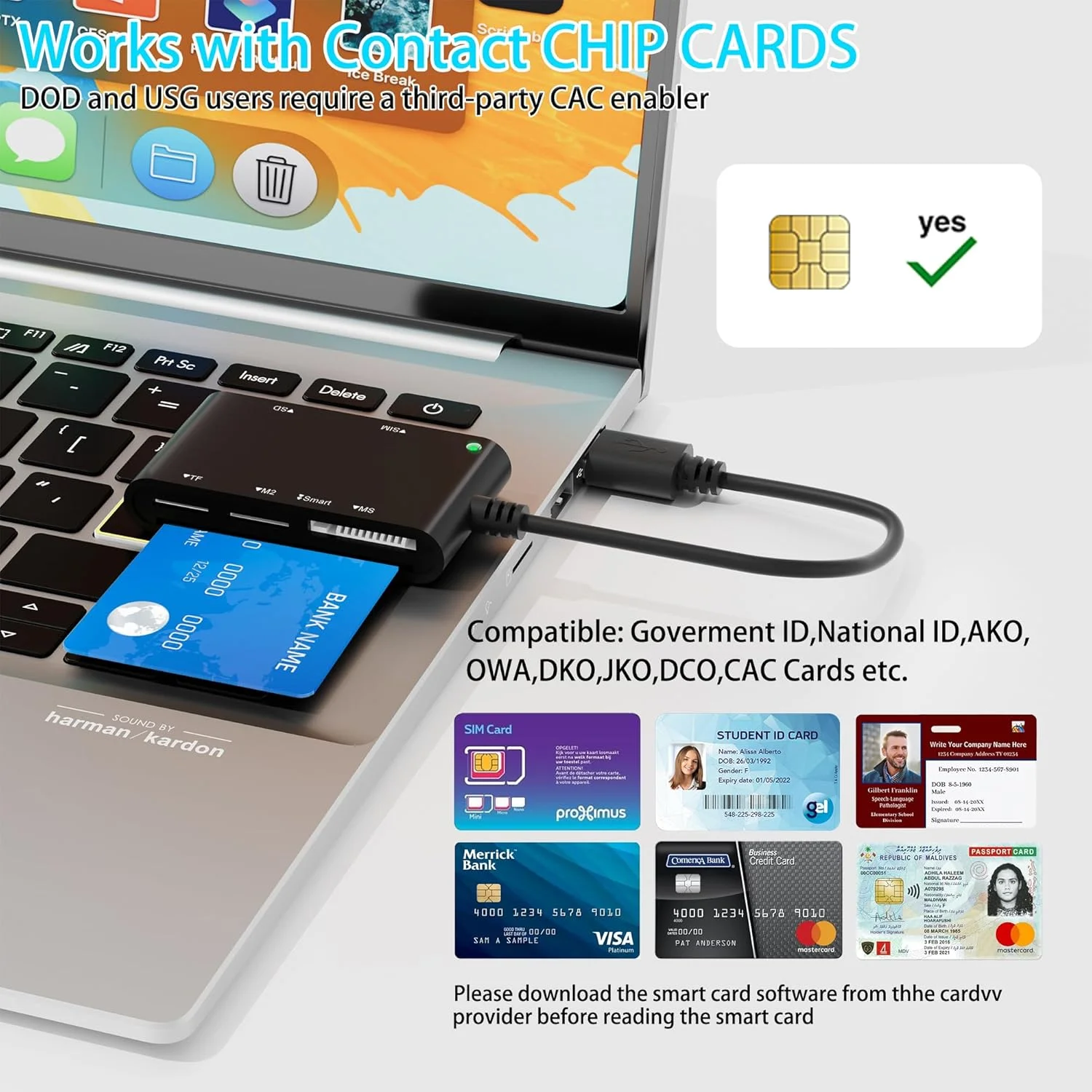 کارت خوان سیم کارت CAC، کارت خوان هوشمند نظامی، آداپتور کارت USB 6 در 1 DOD نظامی برای کارت های Common Access/SIM/SD/TF/MS/M2/ID/IC، آداپتور سیم کارت USB A سازگار با ویندوز، لینوکس/یونیکس، MacOS X کارت خوان سیم کارت CAC، کارت خوان هوشمند نظامی، آداپتور کارت USB 6 در 1 DOD نظامی برای کارت های Common Access/SIM/SD/TF/MS/M2/ID/IC، آداپتور سیم کارت USB A سازگار با ویندوز، لینوکس/یونیکس، MacOS X