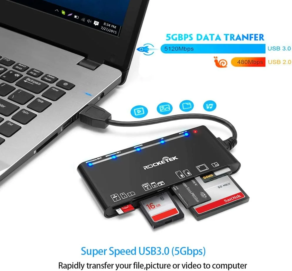 کارت خوان چند منظوره XD، کارت خوان/نویسنده/هاب حافظه 7 در 1 USB 3.0 با سرعت 5 گیگابیت بر ثانیه برای کارت های SD SDXC SDHC CF CFI TF Micro SD Micro SDXC Micro SDHC MS MMC UHS-I، سازگار با ویندوز/لینوکس/مک OS کارت خوان چند منظوره XD، کارت خوان/نویسنده/هاب حافظه 7 در 1 USB 3.0 با سرعت 5 گیگابیت بر ثانیه برای کارت های SD SDXC SDHC CF CFI TF Micro SD Micro SDXC Micro SDHC MS MMC UHS-I، سازگار با ویندوز/لینوکس/مک OS