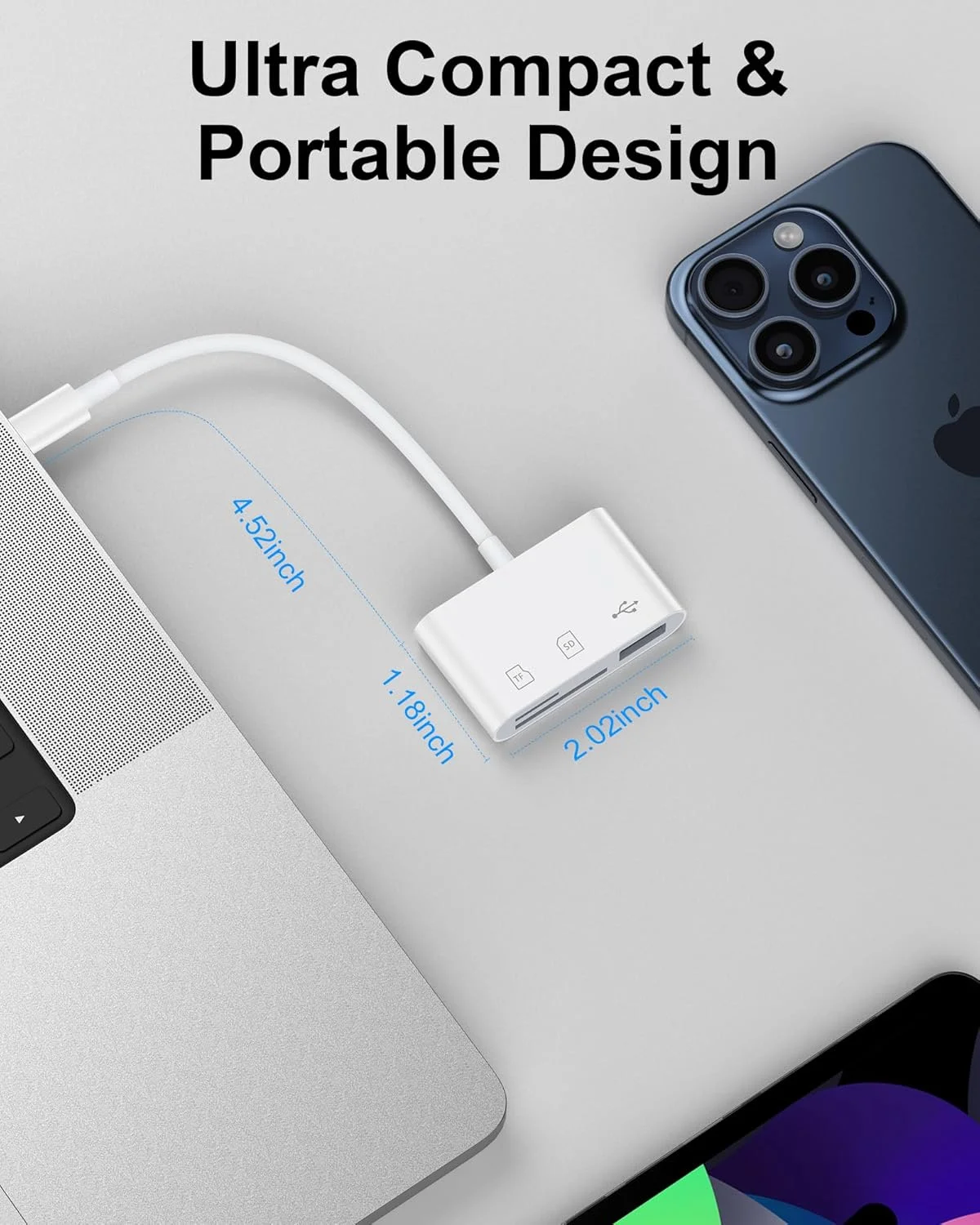 کارت خوان SD برای آیفون 17/Air/16e/16 Pro Max/16 Pro/16 Plus/16/15pro Max/15Plus/15Pro/15، کارت خوان حافظه USB C، آداپتور دانگل کارت خوان 3 در 1 Type C TF MicroSD برای آیپد پرو، کامپیوتر، دوربین کارت خوان SD برای آیفون 17/Air/16e/16 Pro Max/16 Pro/16 Plus/16/15pro Max/15Plus/15Pro/15، کارت خوان حافظه USB C، آداپتور دانگل کارت خوان 3 در 1 Type C TF MicroSD برای آیپد پرو، کامپیوتر، دوربین