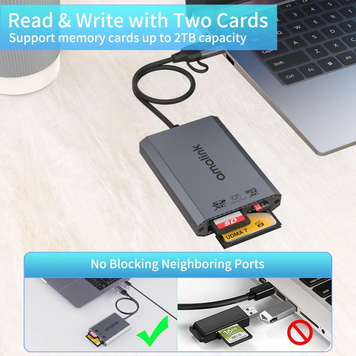 کارت خوان UHS-II SD. آداپتور کارت خوان سه گانه USB-A/USB-C CF Compact Flash. پشتیبانی از CF/UHS-II/UHS-I SD/SDHC/SDXC، سازگار با ویندوز، مک OS کارت خوان UHS-II SD. آداپتور کارت خوان سه گانه USB-A/USB-C CF Compact Flash. پشتیبانی از CF/UHS-II/UHS-I SD/SDHC/SDXC، سازگار با ویندوز، مک OS