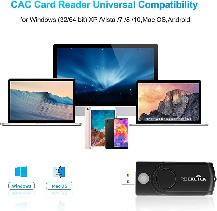 کارت خوان هوشمند USB Rocketek DOD Military USB Cac، سازگار با ویندوز، لینوکس/یونیکس، MacOS X - دارای کارت خوان SDHC/SDXC/SD و کارت خوان Micro SD کارت خوان هوشمند USB Rocketek DOD Military USB Cac، سازگار با ویندوز، لینوکس/یونیکس، MacOS X - دارای کارت خوان SDHC/SDXC/SD و کارت خوان Micro SD
