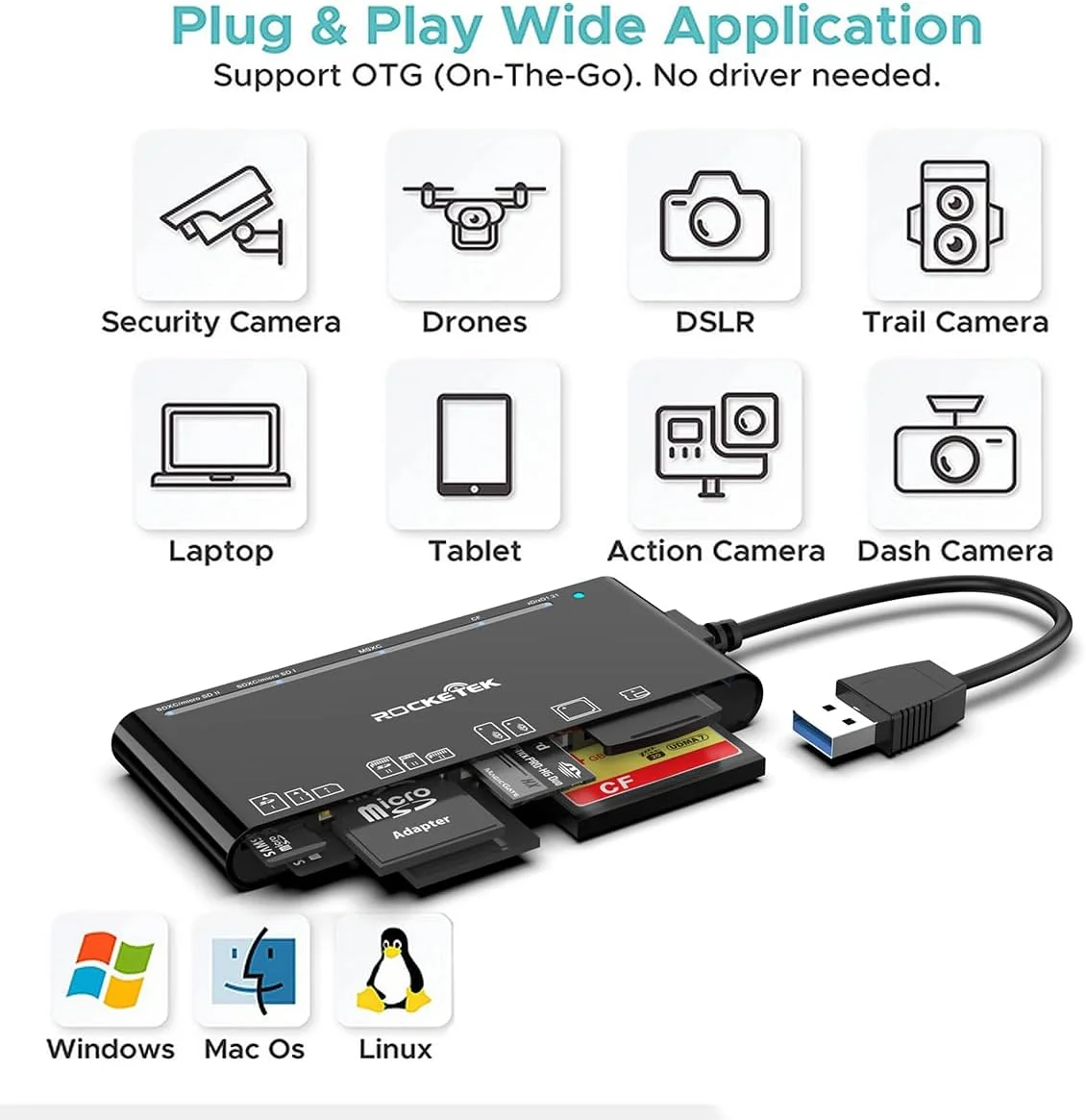 کارت خوان چند منظوره XD، کارت خوان/نویسنده/هاب حافظه 7 در 1 USB 3.0 با سرعت 5 گیگابیت بر ثانیه برای کارت های SD SDXC SDHC CF CFI TF Micro SD Micro SDXC Micro SDHC MS MMC UHS-I، سازگار با ویندوز/لینوکس/مک OS کارت خوان چند منظوره XD، کارت خوان/نویسنده/هاب حافظه 7 در 1 USB 3.0 با سرعت 5 گیگابیت بر ثانیه برای کارت های SD SDXC SDHC CF CFI TF Micro SD Micro SDXC Micro SDHC MS MMC UHS-I، سازگار با ویندوز/لینوکس/مک OS