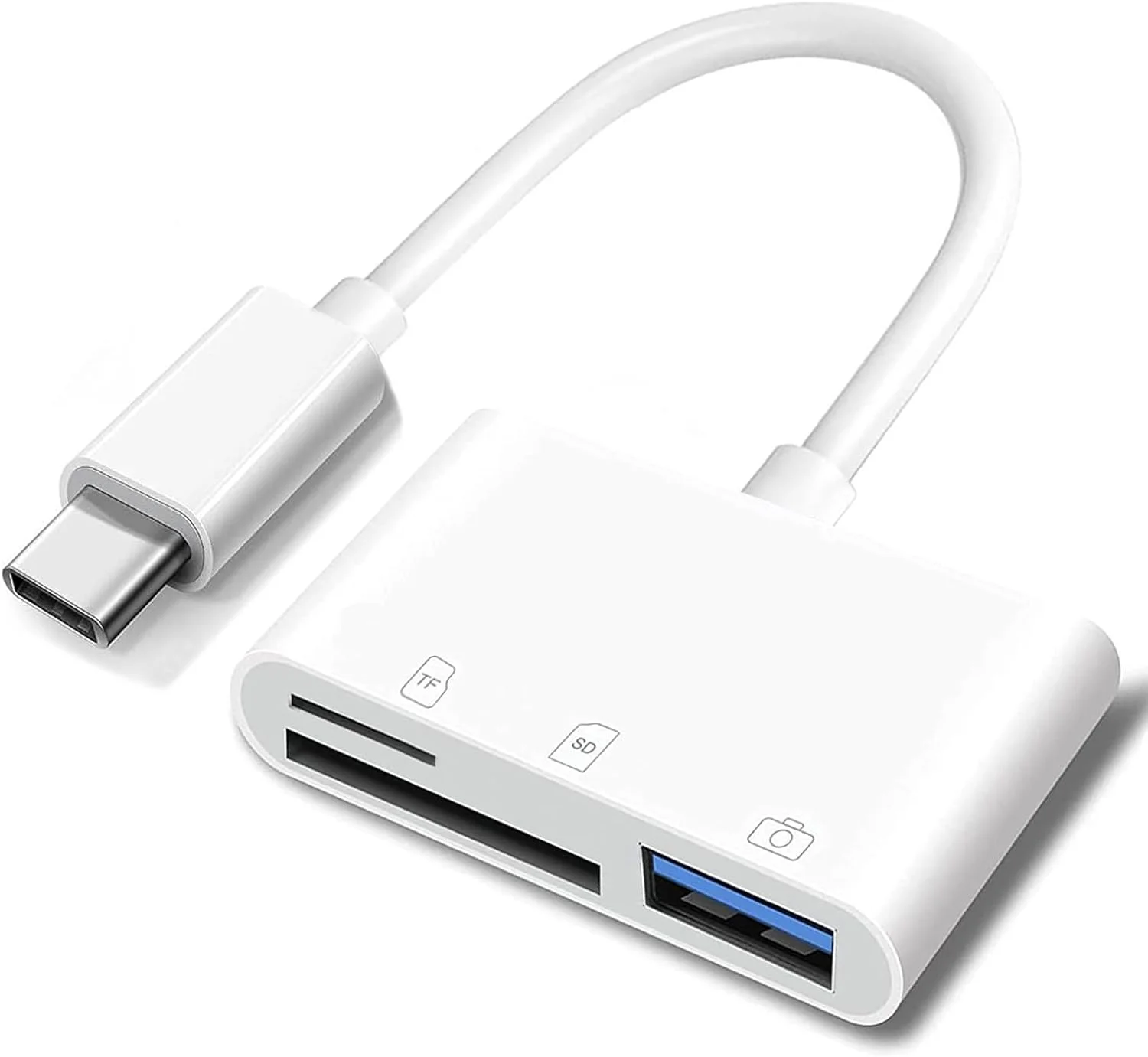 تبدیل USB-C به کارت حافظه SD اپل، آداپتور کارت دوربین 3 در 1 USB-C با پورت SD/TF و USB برای آیفون 15/16/17، مک بوک ایر/پرو، آیپد ایر/پرو، آی مک، گلکسی S25/S24