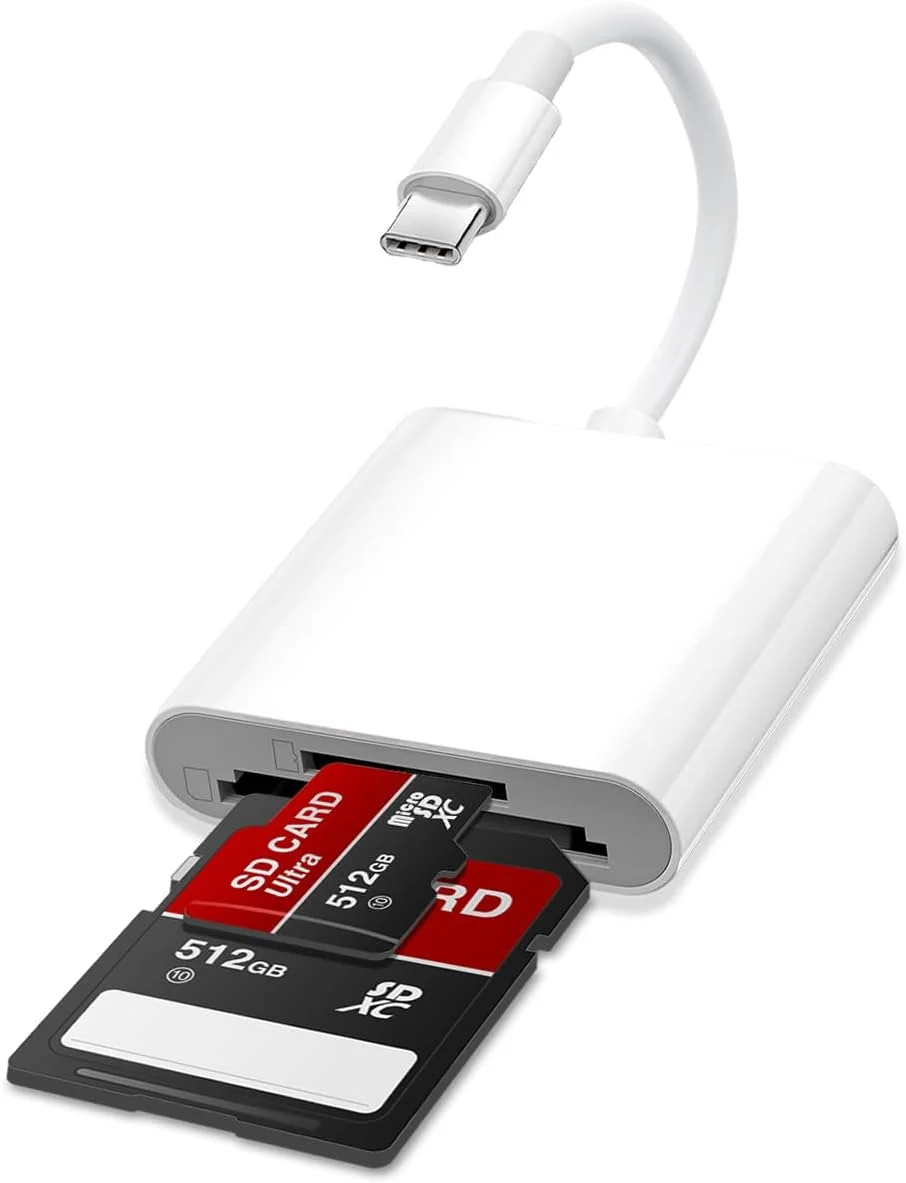 کارت خوان USB C SD/TF، کارت خوان میکرو SD دوگانه (کارت حافظه SD و TF)، آداپتور کارت حافظه Type C. کارت خوان دوربین Trail برای آیفون 15 16/آیپد/مک بوک/مک/اندروید