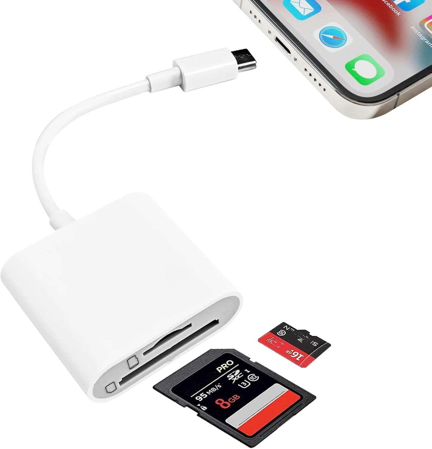 کارت خوان SD با پورت USB-C سازگار با آیفون 15/آیپد/مکبوک/مک/لپتاپ/تبلت، آداپتور کارت حافظه دوربین دیجیتال 2 در 1 با پورت Type-C برای کارت های SD و Micro SD کارت خوان SD با پورت USB-C سازگار با آیفون 15/آیپد/مکبوک/مک/لپتاپ/تبلت، آداپتور کارت حافظه دوربین دیجیتال 2 در 1 با پورت Type-C برای کارت های SD و Micro SD
