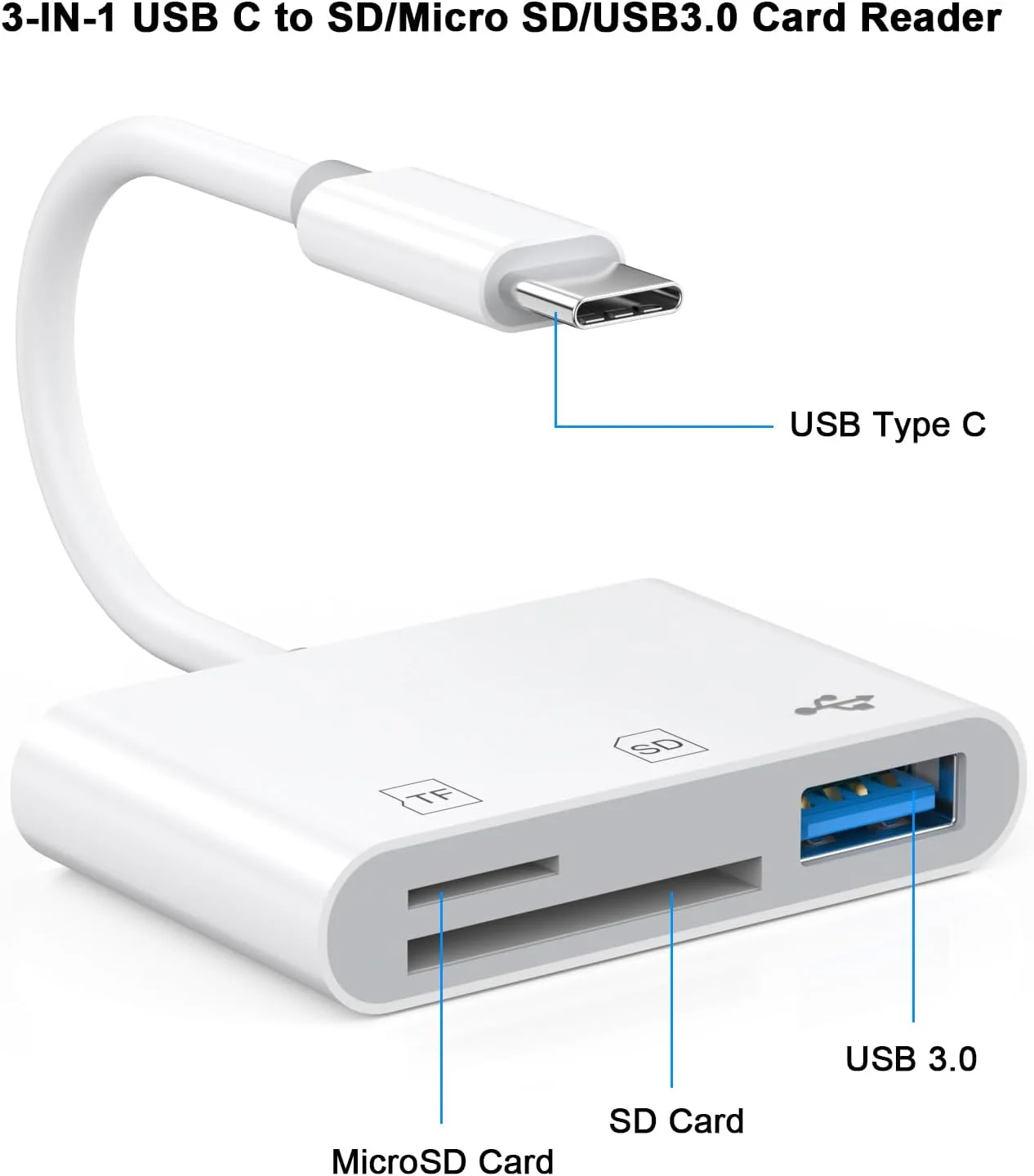 کارت خوان USB C SD برای آیفون 17، 16، 15 پرو مکس، آیپد، مک بوک، آداپتور کارت حافظه دوربین شکاری 3 در 1 Type C با دو اسلات و پورت USB برای مک بوک پرو/ایر/مینی، لپ تاپ اندروید و سایر دستگاه های USB C کارت خوان USB C SD برای آیفون 17، 16، 15 پرو مکس، آیپد، مک بوک، آداپتور کارت حافظه دوربین شکاری 3 در 1 Type C با دو اسلات و پورت USB برای مک بوک پرو/ایر/مینی، لپ تاپ اندروید و سایر دستگاه های USB C