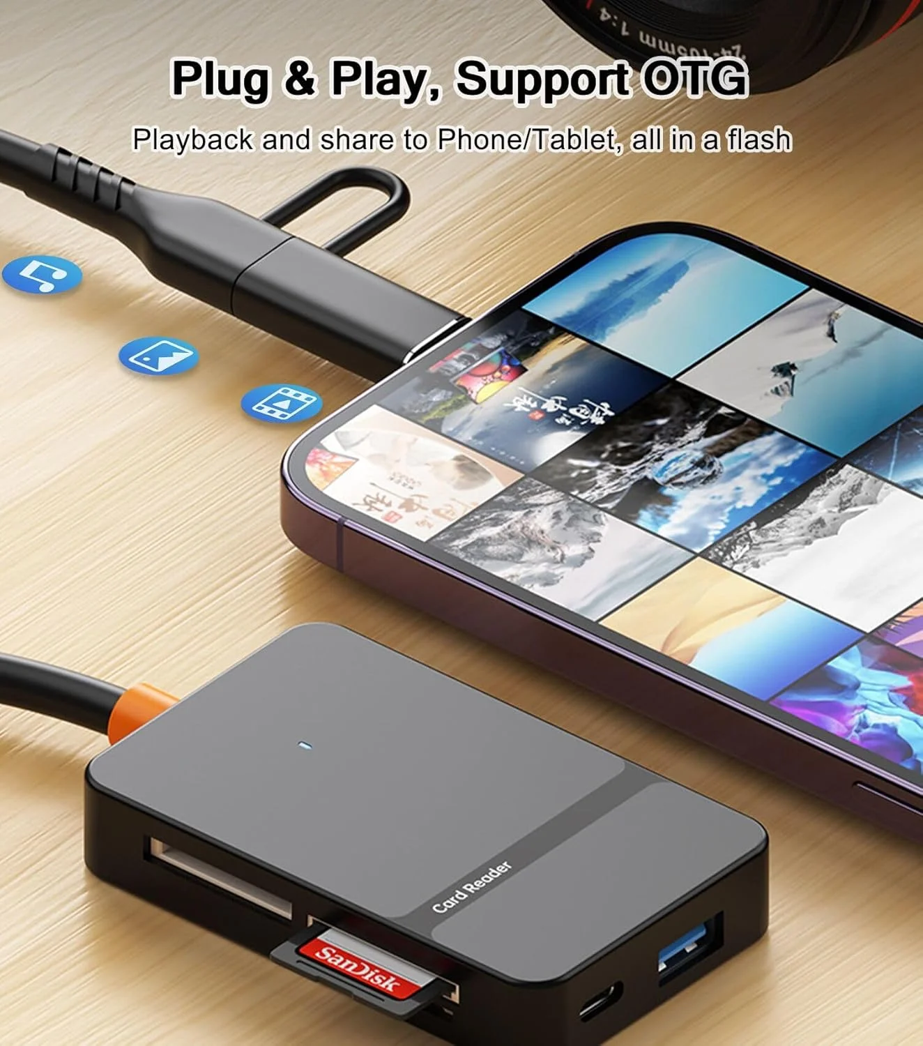 کارت خوان SD برای آیفون، آیپد، مک بوک، 6 در 2 با دو شاخه USB C به SD/Micro SD/MS/CF کارت خوان حافظه با USB 3.0 OTG کارت خوان SD برای آیفون، آیپد، مک بوک، 6 در 2 با دو شاخه USB C به SD/Micro SD/MS/CF کارت خوان حافظه با USB 3.0 OTG