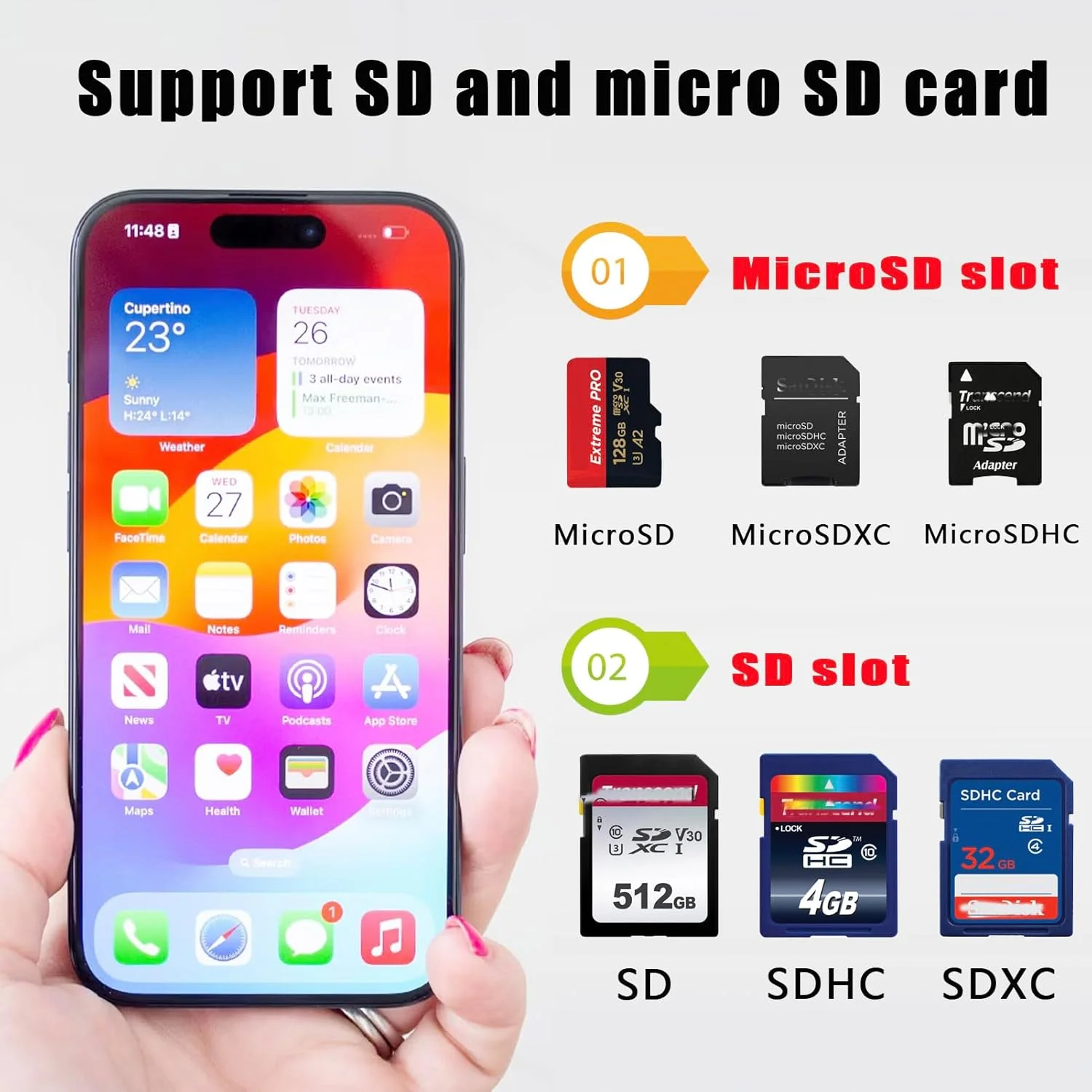 کارت خوان SD با پورت USB-C سازگار با آیفون 15/آیپد/مکبوک/مک/لپتاپ/تبلت، آداپتور کارت حافظه دوربین دیجیتال 2 در 1 با پورت Type-C برای کارت های SD و Micro SD کارت خوان SD با پورت USB-C سازگار با آیفون 15/آیپد/مکبوک/مک/لپتاپ/تبلت، آداپتور کارت حافظه دوربین دیجیتال 2 در 1 با پورت Type-C برای کارت های SD و Micro SD