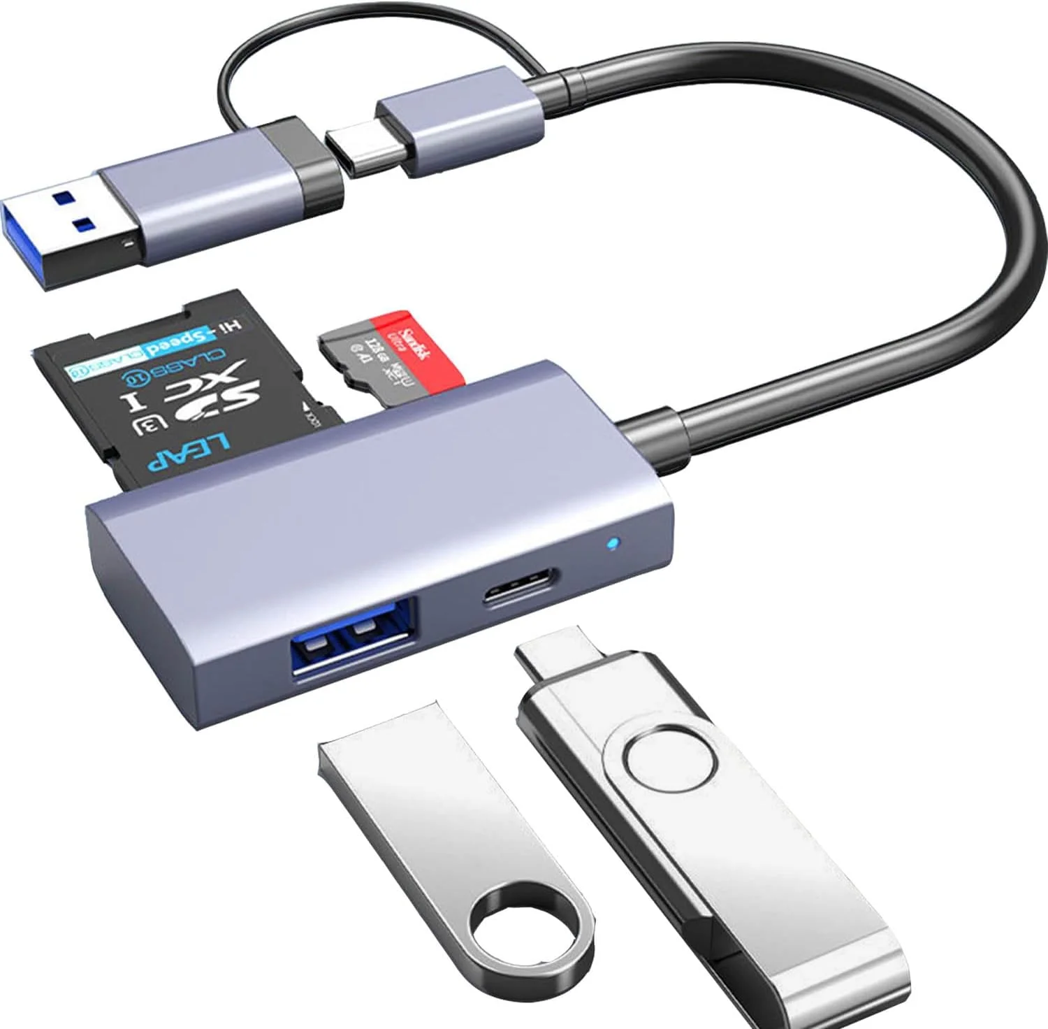 کارت خوان USB C به USB 3.0 SD مدل 4 در 1، هاب USB A&C با کارت خوان حافظه SD/TF، USB 3.0 OTG، پورت های USB C سازگار برای کامپیوتر، لپ تاپ، مک بوک پرو/ایر، آیفون 15، آی مک پرو، سرفیس کارت خوان USB C به USB 3.0 SD مدل 4 در 1، هاب USB A&C با کارت خوان حافظه SD/TF، USB 3.0 OTG، پورت های USB C سازگار برای کامپیوتر، لپ تاپ، مک بوک پرو/ایر، آیفون 15، آی مک پرو، سرفیس