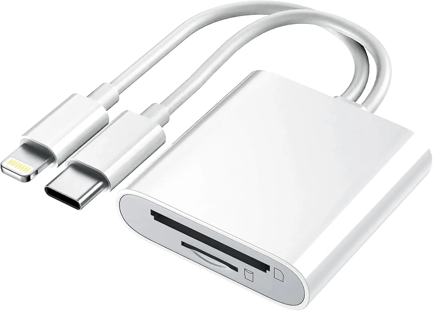 کارت خوان SD برای آیفون و آیپد، کانکتور دوگانه (لایتنینگ و USB-C)، کارت خوان حافظه میکرو SD، آداپتور کارت SD و TF دو در یک، نمایشگر دوربین قابل حمل، بدون نیاز به درایور، اتصال و پخش کارت خوان SD برای آیفون و آیپد، کانکتور دوگانه (لایتنینگ و USB-C)، کارت خوان حافظه میکرو SD، آداپتور کارت SD و TF دو در یک، نمایشگر دوربین قابل حمل، بدون نیاز به درایور، اتصال و پخش