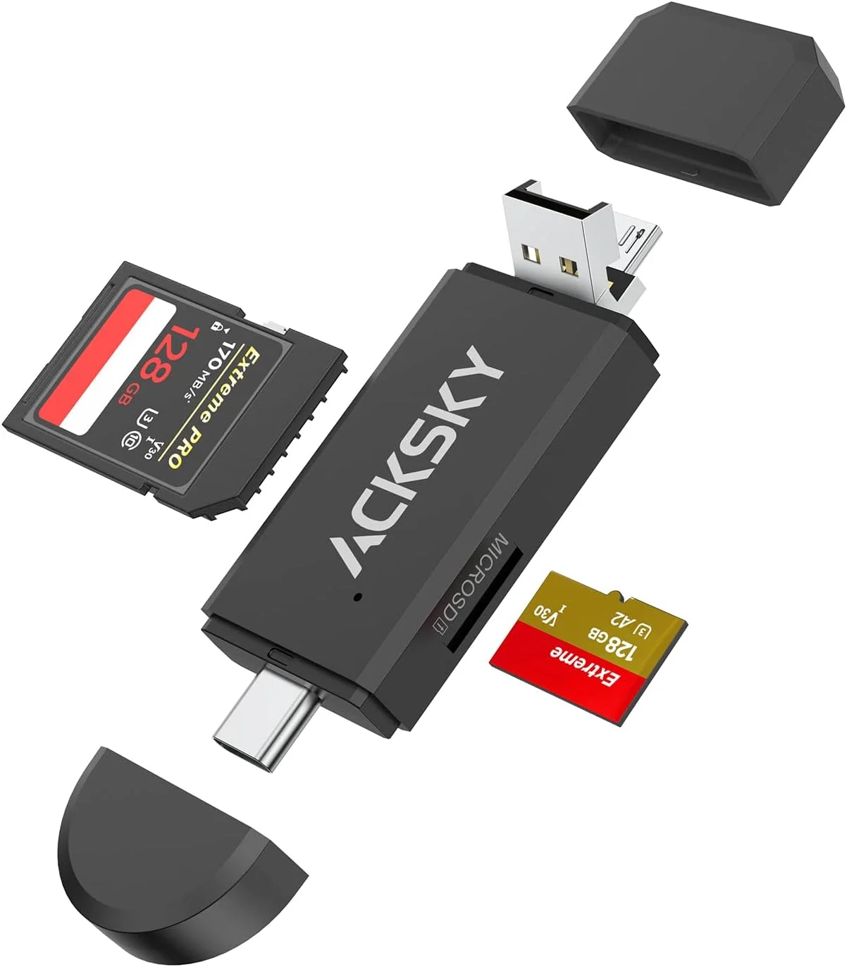کارت خوان حافظه 3 در 1 SD - Type-C/USB-A/Micro USB، کارت خوان حافظه دوگانه برای مک بوک/کامپیوتر/اندروید/تلفن/دوربین/لپ تاپ/گلکسی/کروم بوک، آداپتور کارت Micro SD پشتیبانی از SD/SDHC/SDXC/MMC کارت خوان حافظه 3 در 1 SD - Type-C/USB-A/Micro USB، کارت خوان حافظه دوگانه برای مک بوک/کامپیوتر/اندروید/تلفن/دوربین/لپ تاپ/گلکسی/کروم بوک، آداپتور کارت Micro SD پشتیبانی از SD/SDHC/SDXC/MMC