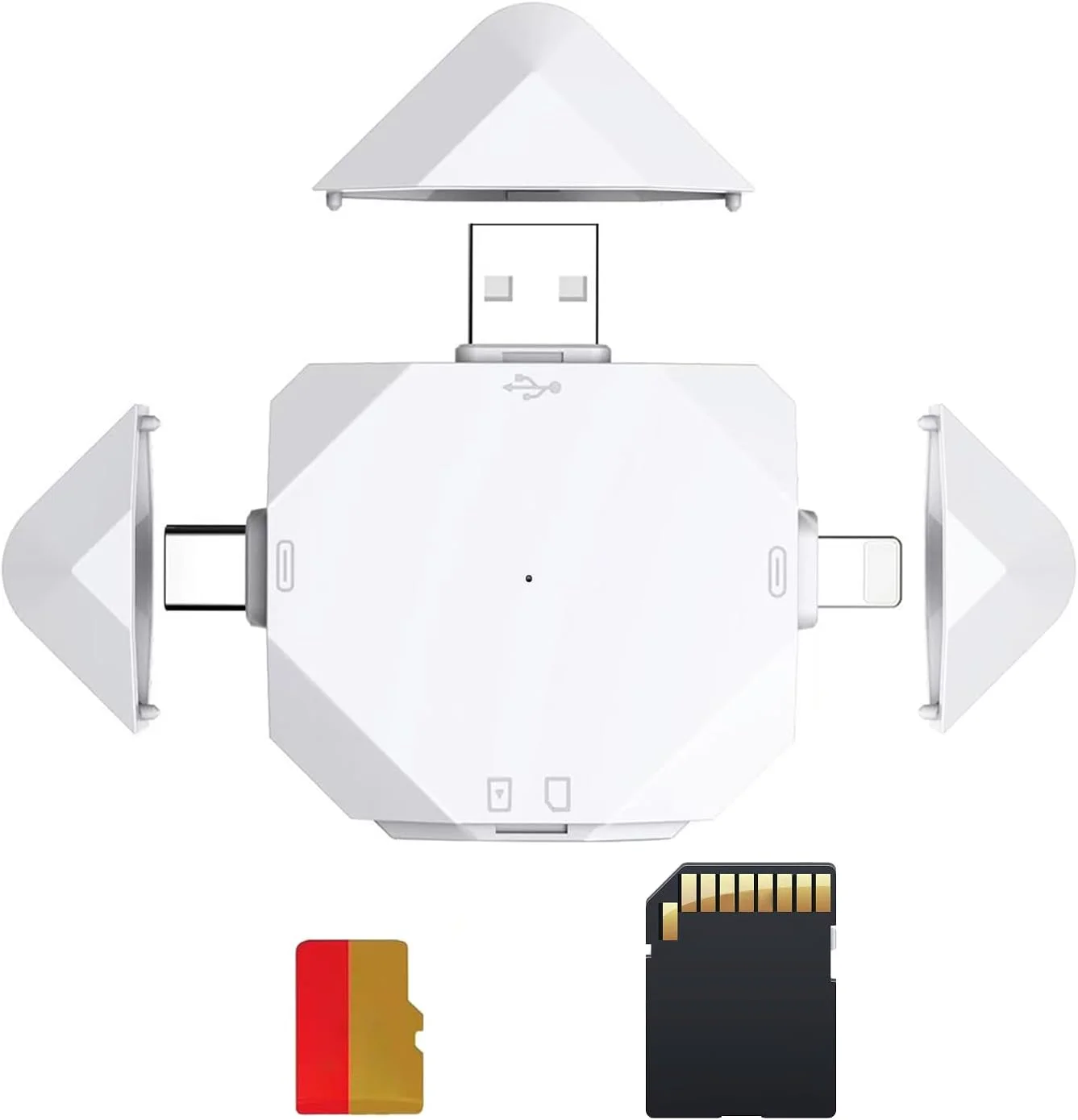 کارت خوان جدید SD برای آیفون/آیپد/اندروید/مک/کامپیوتر/دوربین، کارت خوان میکرو SD پنج در یک، آداپتور کارت حافظه قابل حمل SD برای کارت های SD و TF