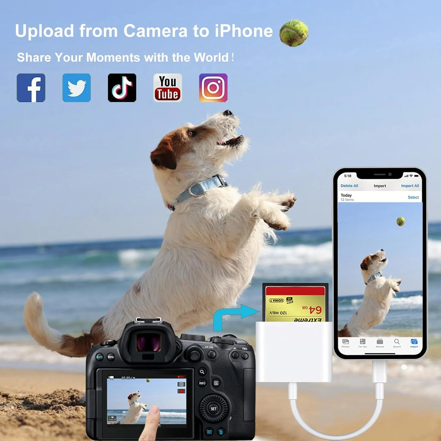 کارت خوان SD CF سازگار با آیفون/آیپد، آداپتور کارت خوان حافظه SD CF Micro SD/TF، لوازم جانبی دوربین های دیجیتال، اتصال و استفاده آسان کارت خوان SD CF سازگار با آیفون/آیپد، آداپتور کارت خوان حافظه SD CF Micro SD/TF، لوازم جانبی دوربین های دیجیتال، اتصال و استفاده آسان