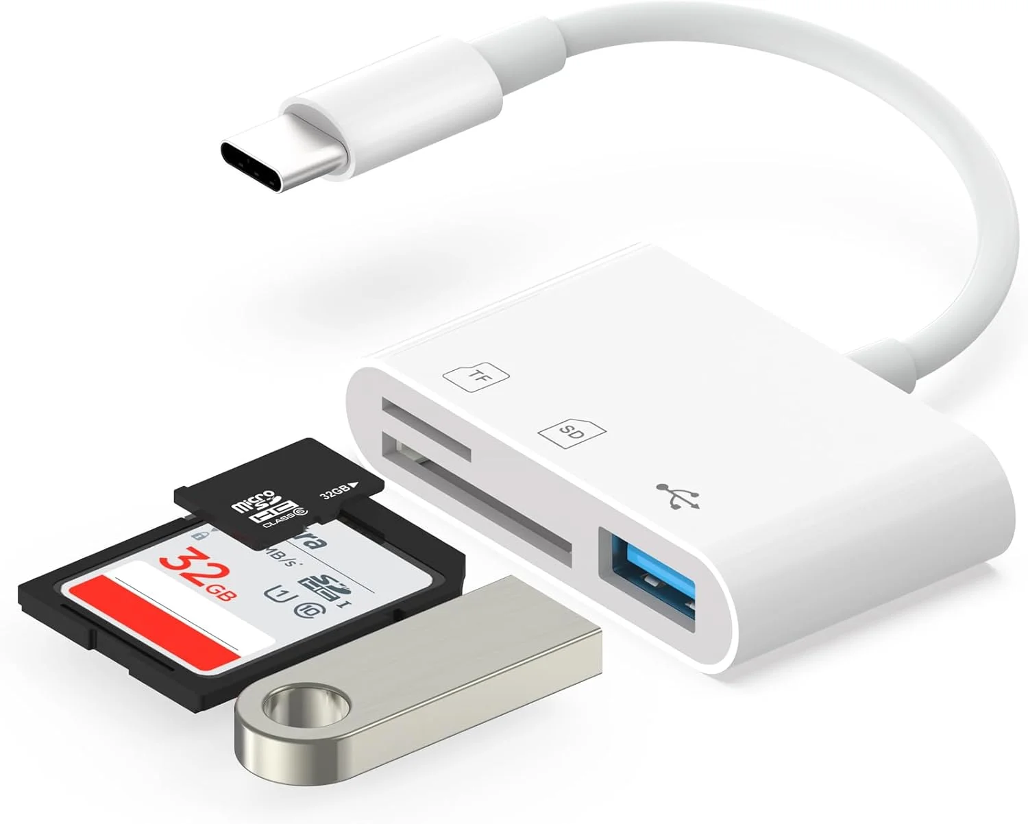 کارت خوان حافظه USB C برای آیفون 17/16/15، اندروید، آداپتور دوربین دیجیتال 3 در 1 آیفون، آداپتور کارت حافظه برای دستگاه های بیشتر Type C/USB-C، سازگار با SD، SDHC، SDXC، MicroSD، MicroSDHC، MicroSDXC