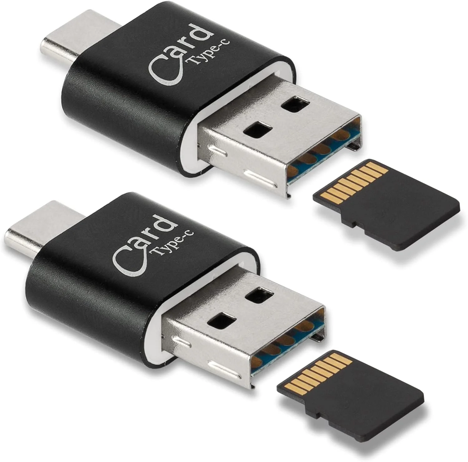 [بسته 2 عددی] کارت خوان میکرو SD برای تلفن اندروید، آداپتور میکرو SD به USB، کارت خوان مینی USB C برای کارت حافظه دوربین، کارت خوان Wansurs برای کامپیوتر و تلفن اندروید