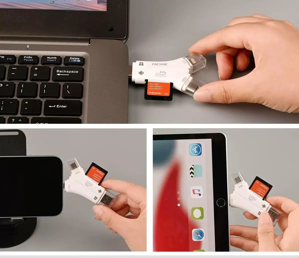 کارت خوان SD برای آیفون/آیپد/اندروید/مک/کامپیوتر/دوربین، کارت خوان میکرو SD 4 در 1، نمایشگر دوربین تریل، آداپتور کارت حافظه قابل حمل SDCard برای کارت های SD و TF (سفید) کارت خوان SD برای آیفون/آیپد/اندروید/مک/کامپیوتر/دوربین، کارت خوان میکرو SD 4 در 1، نمایشگر دوربین تریل، آداپتور کارت حافظه قابل حمل SDCard برای کارت های SD و TF (سفید)