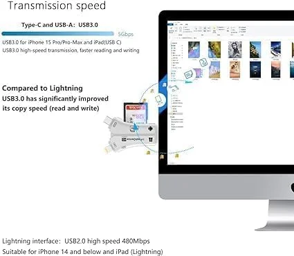کارت خوان 4 در 1 USB 3.0 SD/Micro SD برای آیفون، آیپد، اندروید، مک، کامپیوتر، دوربین، نمایشگر دوربین تریل، آداپتور کارت حافظه قابل حمل برای شارژ آیفون/آیپد (سفید) کارت خوان 4 در 1 USB 3.0 SD/Micro SD برای آیفون، آیپد، اندروید، مک، کامپیوتر، دوربین، نمایشگر دوربین تریل، آداپتور کارت حافظه قابل حمل برای شارژ آیفون/آیپد (سفید)