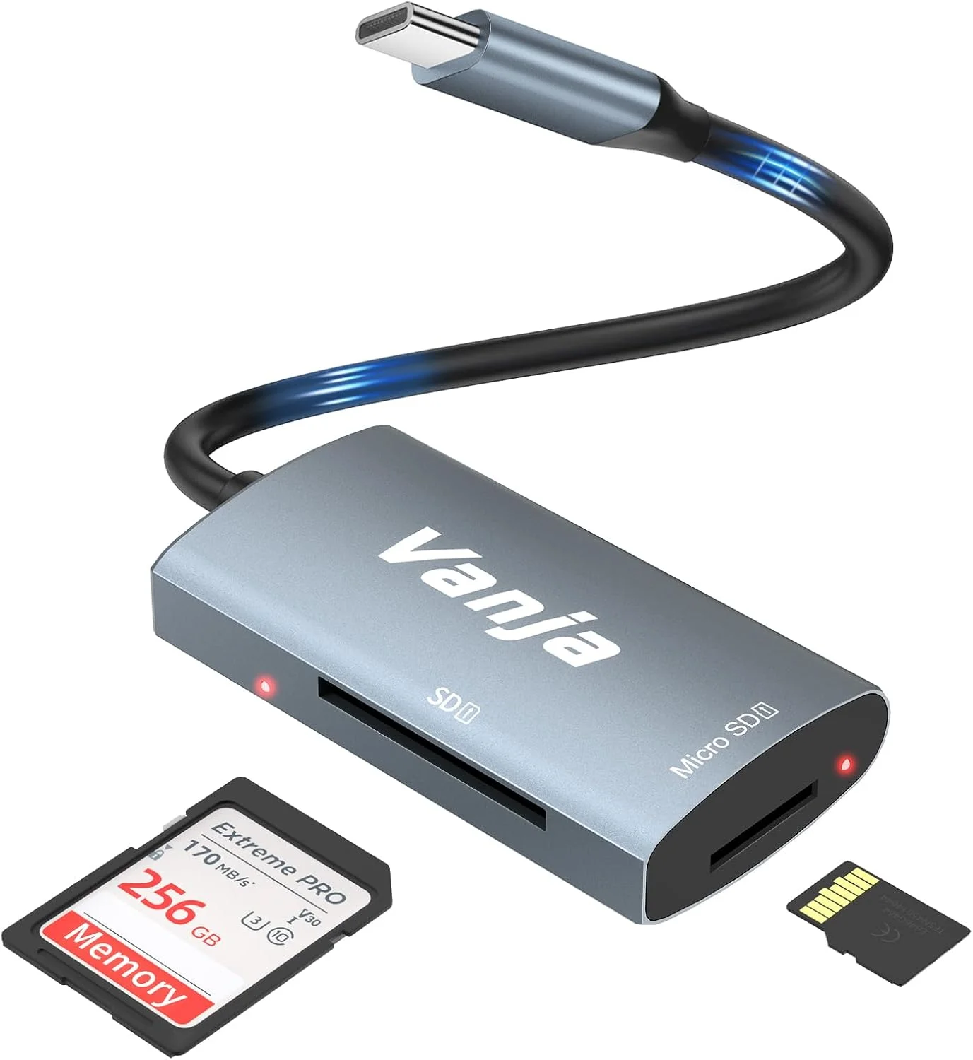 کارت خوان SD ونیا USB C، آداپتور کارت Micro SD با سرعت بالا USB 3.0 برای SD SDXC SDHC MicroSD | سازگار با آیفون 17/16/15، مک بوک پرو/ایر، آیپد پرو، لپ تاپ، تلفن های هوشمند گلکسی