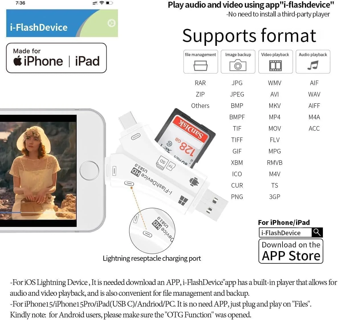 کارت خوان 4 در 1 USB 3.0 SD/Micro SD برای آیفون، آیپد، اندروید، مک، کامپیوتر، دوربین، نمایشگر دوربین تریل، آداپتور کارت حافظه قابل حمل برای شارژ آیفون/آیپد (سفید) کارت خوان 4 در 1 USB 3.0 SD/Micro SD برای آیفون، آیپد، اندروید، مک، کامپیوتر، دوربین، نمایشگر دوربین تریل، آداپتور کارت حافظه قابل حمل برای شارژ آیفون/آیپد (سفید)