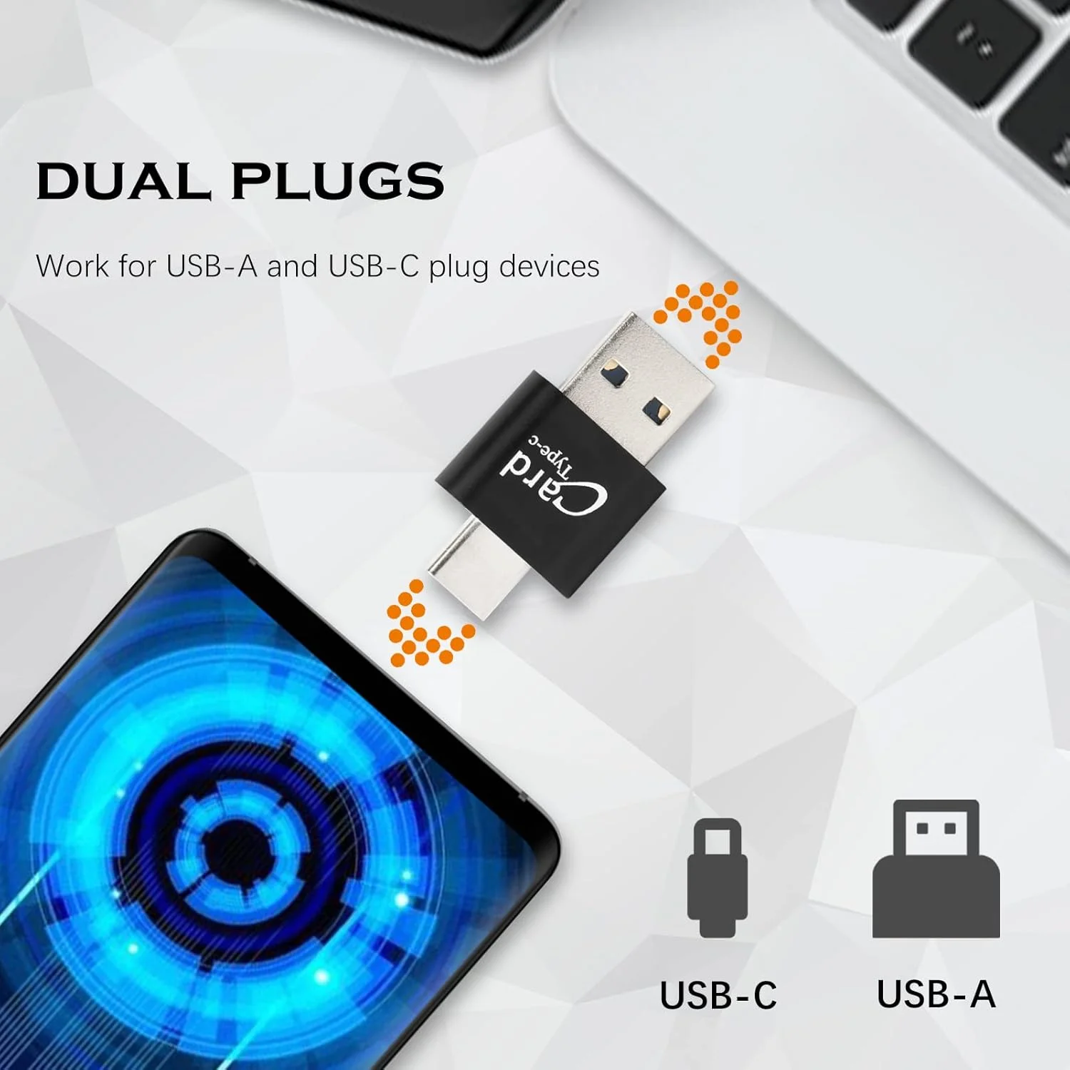 [بسته 2 عددی] کارت خوان میکرو SD برای تلفن اندروید، آداپتور میکرو SD به USB، کارت خوان مینی USB C برای کارت حافظه دوربین، کارت خوان Wansurs برای کامپیوتر و تلفن اندروید