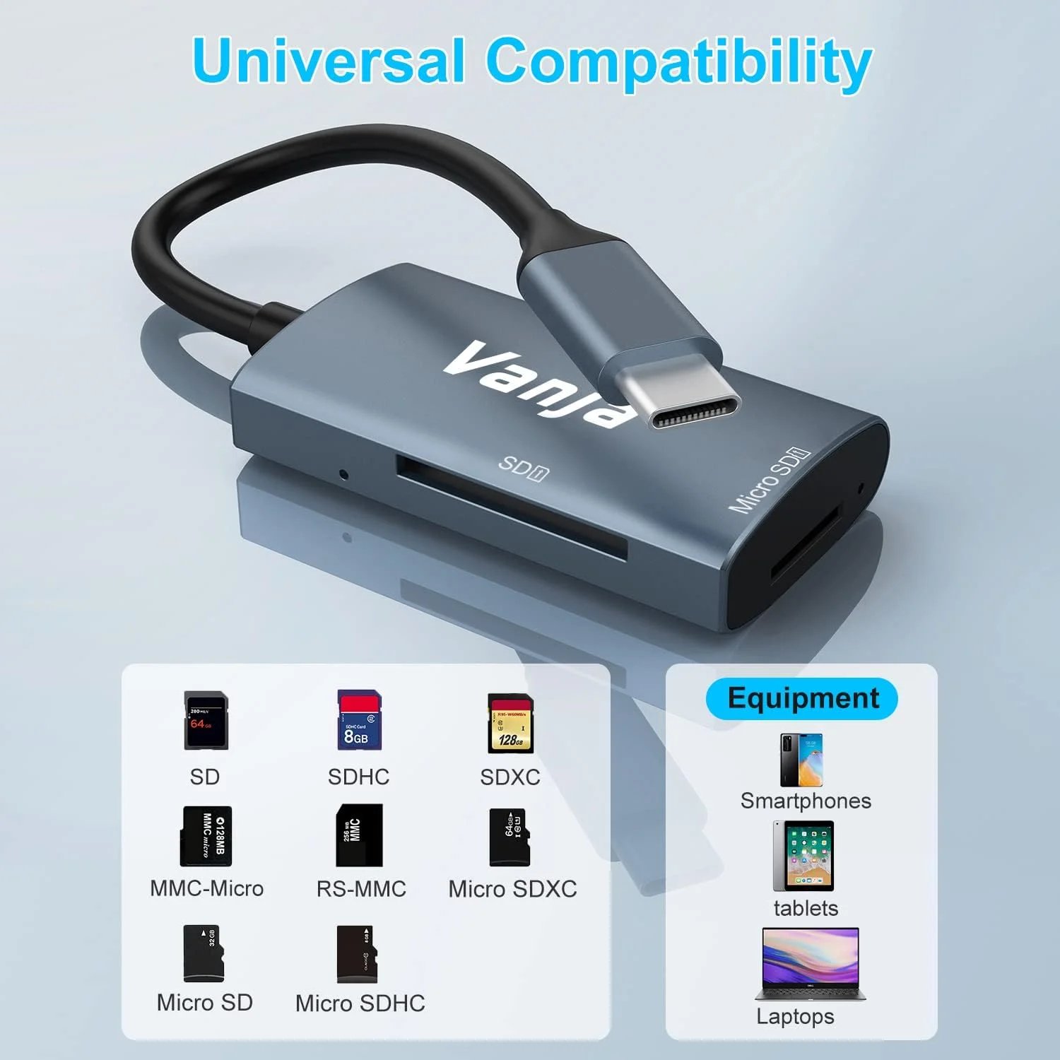 کارت خوان SD ونیا USB C، آداپتور کارت Micro SD با سرعت بالا USB 3.0 برای SD SDXC SDHC MicroSD | سازگار با آیفون 17/16/15، مک بوک پرو/ایر، آیپد پرو، لپ تاپ، تلفن های هوشمند گلکسی کارت خوان SD ونیا USB C، آداپتور کارت Micro SD با سرعت بالا USB 3.0 برای SD SDXC SDHC MicroSD | سازگار با آیفون 17/16/15، مک بوک پرو/ایر، آیپد پرو، لپ تاپ، تلفن های هوشمند گلکسی