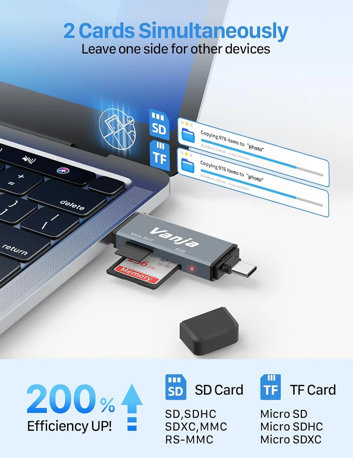 کارت خوان حافظه ونیا USB C، آداپتور دوگانه USB 3.0 برای میکرو SD، کارت خوان حافظه برای SD، SDHC، SDXC، MicroSD | سازگار با آیفون 17/16/15، اندروید، ویندوز/macOS کارت خوان حافظه ونیا USB C، آداپتور دوگانه USB 3.0 برای میکرو SD، کارت خوان حافظه برای SD، SDHC، SDXC، MicroSD | سازگار با آیفون 17/16/15، اندروید، ویندوز/macOS