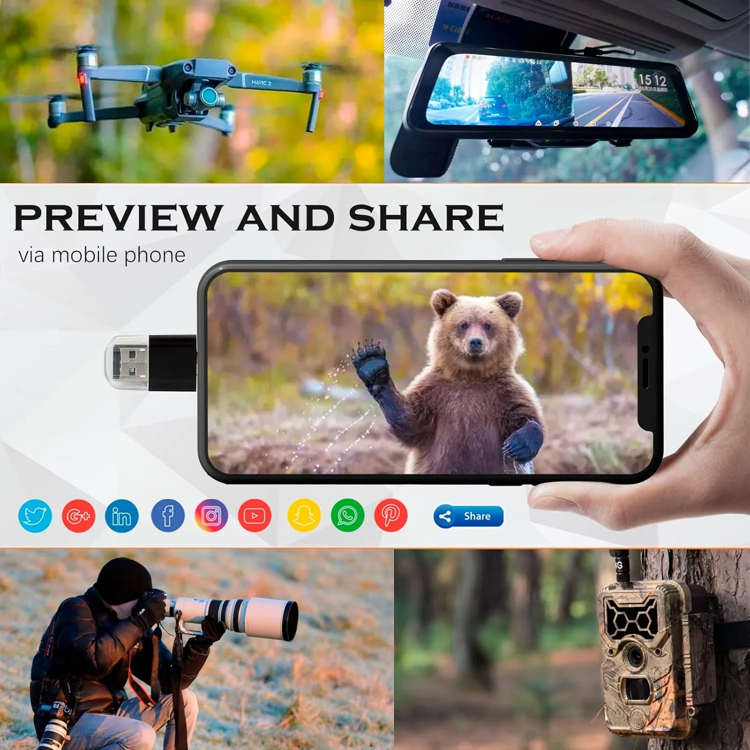 [بسته 2 عددی] کارت خوان میکرو SD برای تلفن اندروید، آداپتور میکرو SD به USB، کارت خوان مینی USB C برای کارت حافظه دوربین، کارت خوان Wansurs برای کامپیوتر و تلفن اندروید