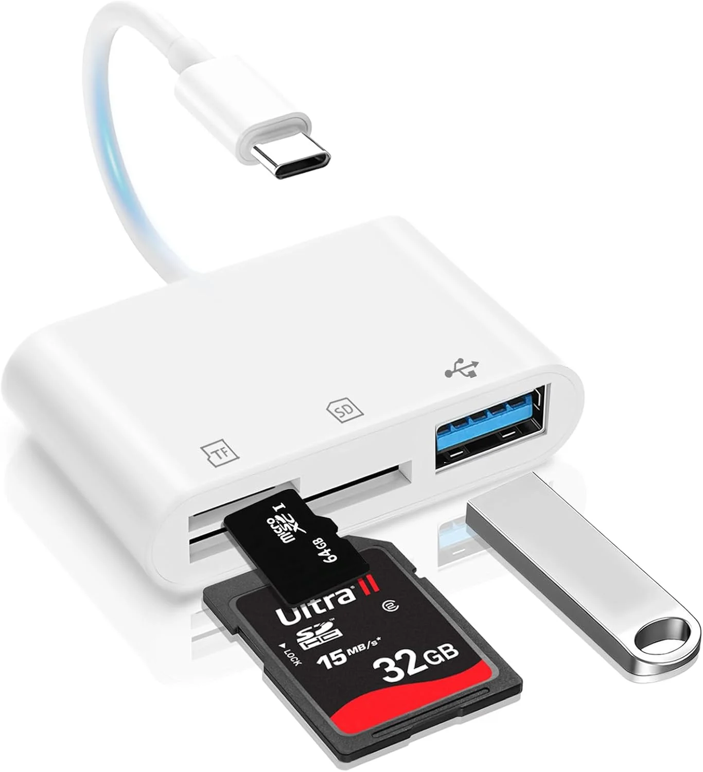 آداپتور کارت خوان SD با پورت USB C برای آیفون، کارت خوان حافظه 3 در 1 با دو اسلات به همراه آداپتور دوربین USB، آداپتور دوربین دیجیتال آیفون 15/16/17، آیپد، مک، مک بوک پرو/ایر، اندروید، لپ تاپ