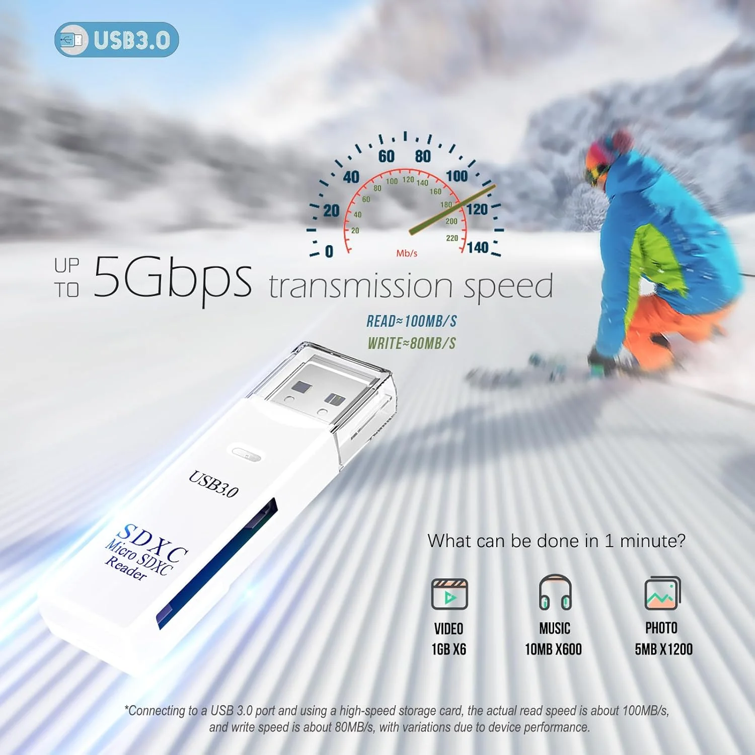 کارت خوان میکرو SD با USB3.0، آداپتور کارت خوان SD به USB با سرعت 5 گیگابیت بر ثانیه، کارت خوان حافظه برای کارت های SDXC، SDHC، MMC، RS-MMC، Micro SDXC، Micro SD، Micro SDHC و UHS-I (یک عدد سفید) کارت خوان میکرو SD با USB3.0، آداپتور کارت خوان SD به USB با سرعت 5 گیگابیت بر ثانیه، کارت خوان حافظه برای کارت های SDXC، SDHC، MMC، RS-MMC، Micro SDXC، Micro SD، Micro SDHC و UHS-I (یک عدد سفید)