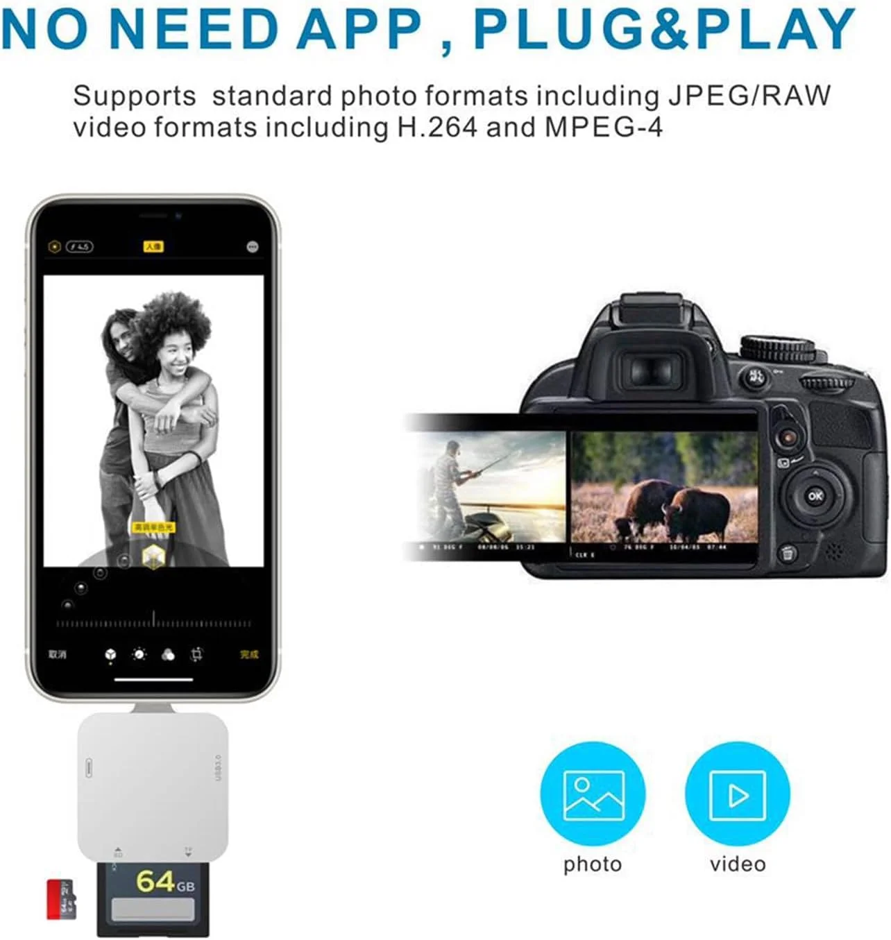 مینی کارت خوان SD برای آیفون، کارت خوان حافظه با آداپتور دوربین USB، اتصال و پخش، نمایشگر دوربین بازی، پشتیبانی از کارت SD و TF، آداپتور کارت MicroSD برای آیپد، بدون نیاز به برنامه مینی کارت خوان SD برای آیفون، کارت خوان حافظه با آداپتور دوربین USB، اتصال و پخش، نمایشگر دوربین بازی، پشتیبانی از کارت SD و TF، آداپتور کارت MicroSD برای آیپد، بدون نیاز به برنامه