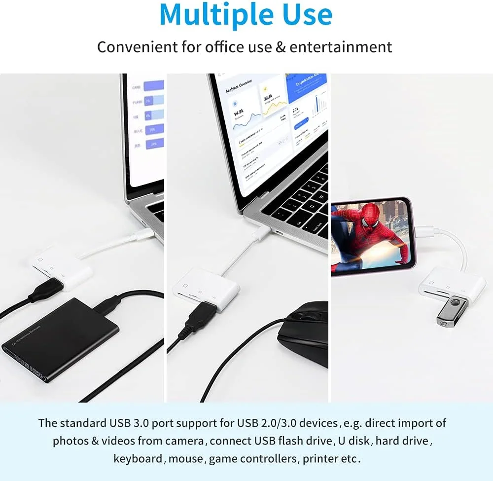 آداپتور کارت خوان USB C به SD، آداپتور کارت خوان Micro SD TF نوع C، آداپتور کارت خوان حافظه دوربین USB نوع C 3 در 1 برای New Pad Pro MacBook Pro و سایر دستگاه های UBC C آداپتور کارت خوان USB C به SD، آداپتور کارت خوان Micro SD TF نوع C، آداپتور کارت خوان حافظه دوربین USB نوع C 3 در 1 برای New Pad Pro MacBook Pro و سایر دستگاه های UBC C