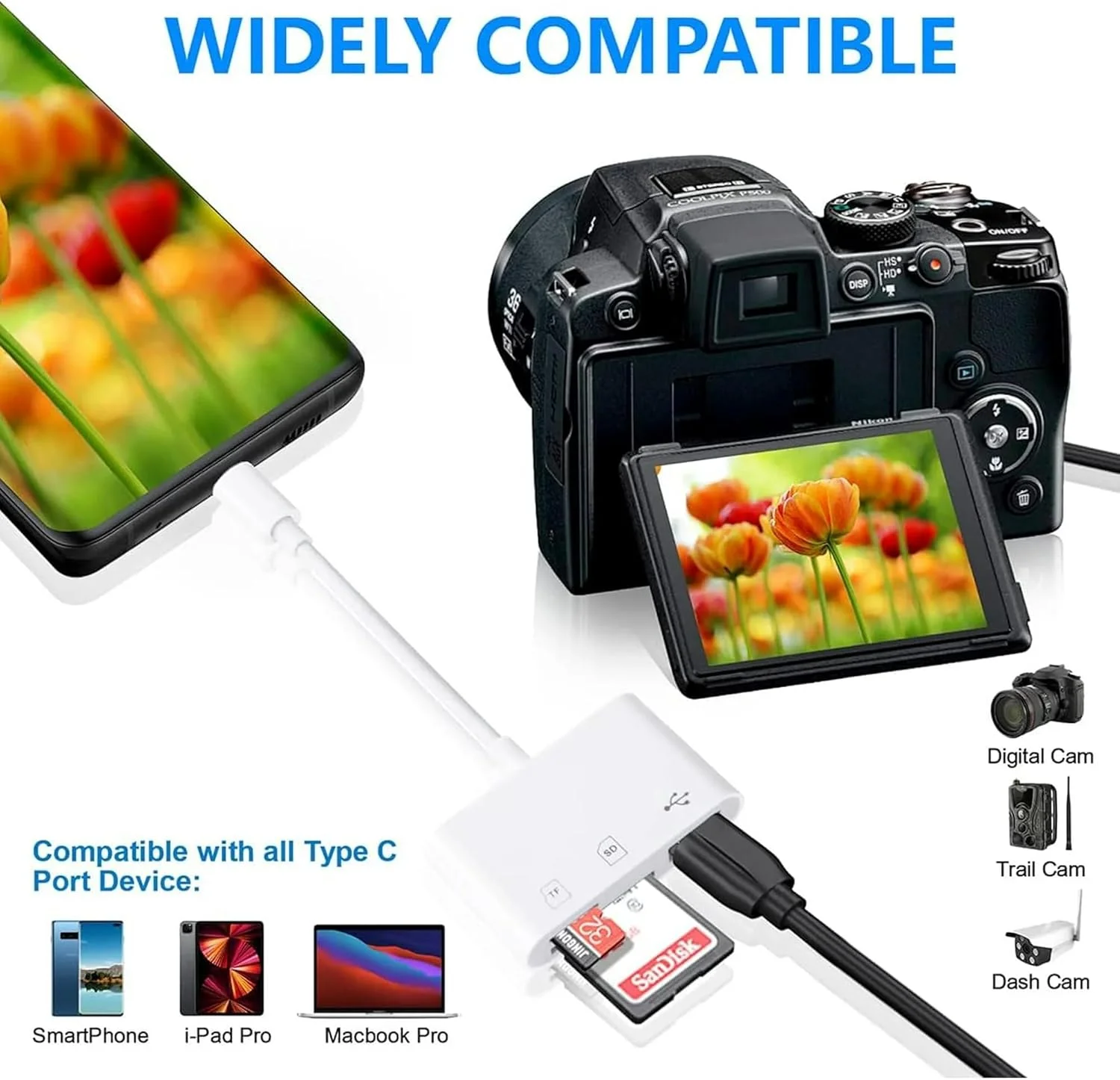 کارت خوان حافظه اس دی USB C برای آیفون 15، آیپد، مک، آداپتور کارت دوربین تریل حافظه USB-C سه در یک با دو اسلات و پورت USB برای مک بوک پرو/ایر/مینی، لپ تاپ اندروید و سایر دستگاه های USBC Typec کارت خوان حافظه اس دی USB C برای آیفون 15، آیپد، مک، آداپتور کارت دوربین تریل حافظه USB-C سه در یک با دو اسلات و پورت USB برای مک بوک پرو/ایر/مینی، لپ تاپ اندروید و سایر دستگاه های USBC Typec