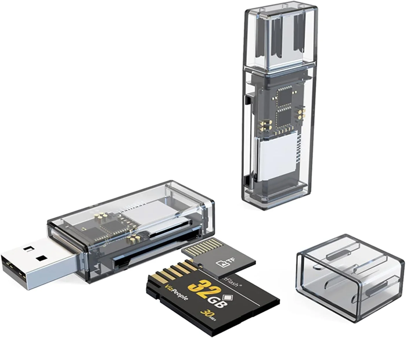 کارت خوان دو عددی USB SD برای کامپیوتر، آداپتور کارت Micro SD به USB، کارت خوان دوگانه USB و USB-C برای کارت حافظه دوربین، کارت خوان Wansurs برای لپ تاپ (دو عدد USB-C)