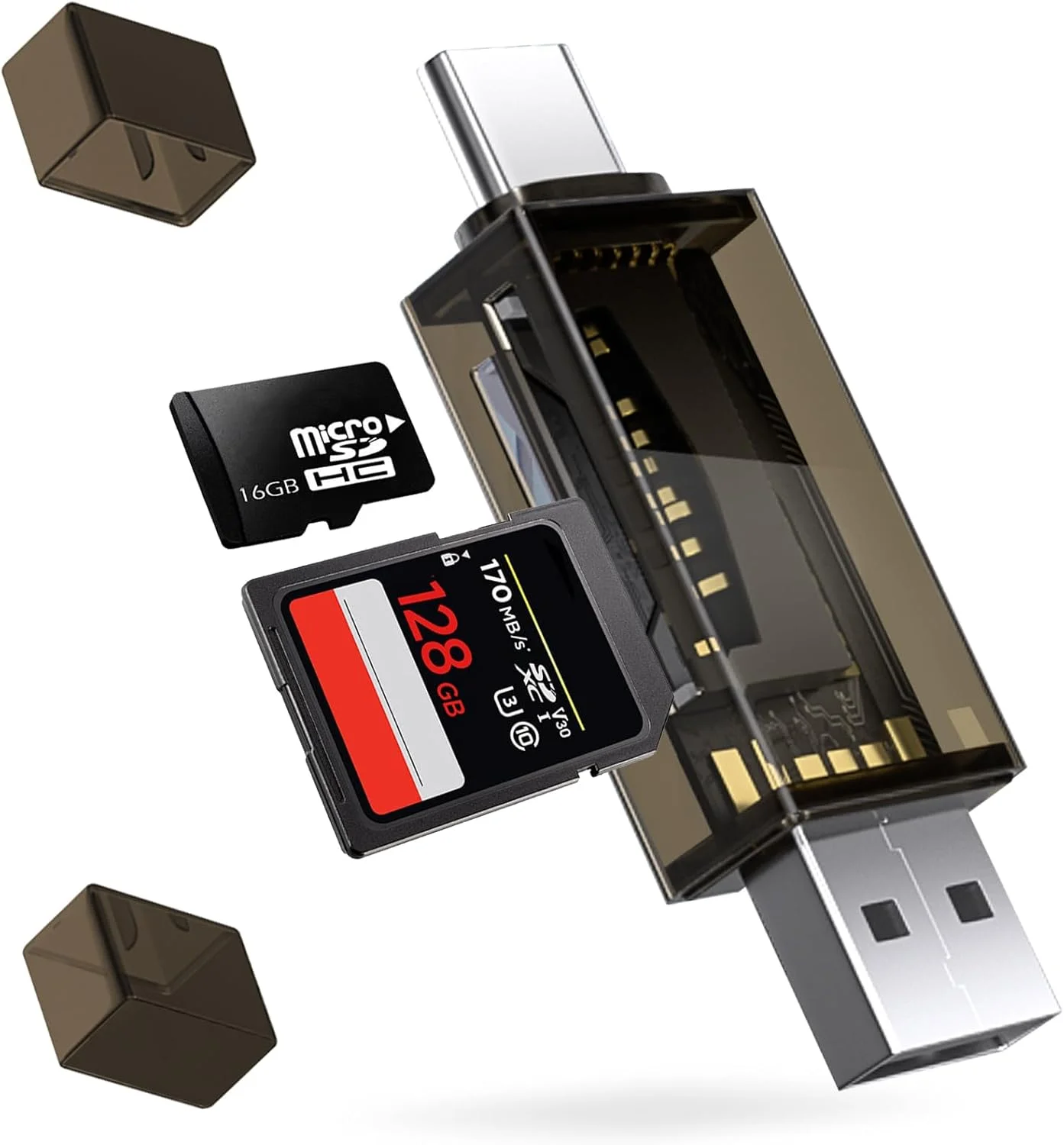 کارت خوان SD، آداپتور کارت خوان حافظه USB 2.0/USB-C دوگانه QimKero، [کارت شامل نمی شود]، سازگار با SD/Micro SD/SDHC/SDXC/MMC، MacBook Pro/Air، Chromebook Galaxy S21، S22/ iPhone 15