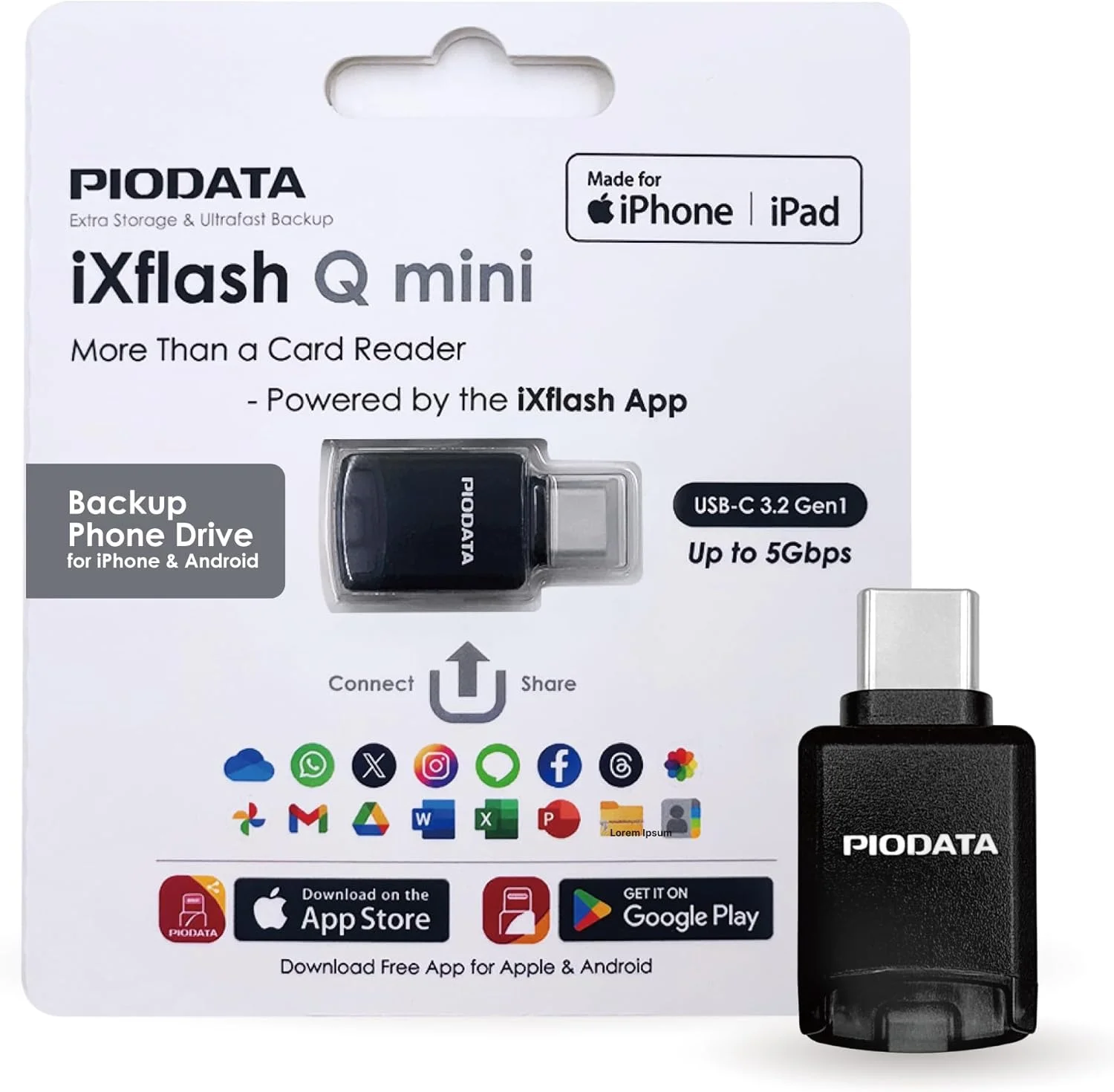 کارت خوان حافظه تلفن: درایو Micro SD USB-C برای آیفون و اندروید، پشتیبان گیری خودکار عکس و فیلم، حافظه فلش قابل حمل iXflash Q mini Apple MFi با برنامه رایگان و آداپتور اسلات MicroSD مشکی کارت خوان حافظه تلفن: درایو Micro SD USB-C برای آیفون و اندروید، پشتیبان گیری خودکار عکس و فیلم، حافظه فلش قابل حمل iXflash Q mini Apple MFi با برنامه رایگان و آداپتور اسلات MicroSD مشکی