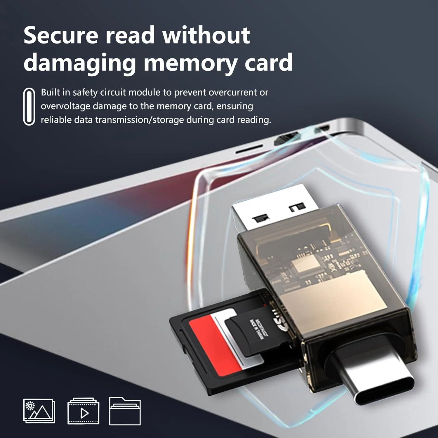 کارت خوان SD، آداپتور کارت خوان حافظه USB 2.0/USB-C دوگانه QimKero، [کارت شامل نمی شود]، سازگار با SD/Micro SD/SDHC/SDXC/MMC، MacBook Pro/Air، Chromebook Galaxy S21، S22/ iPhone 15