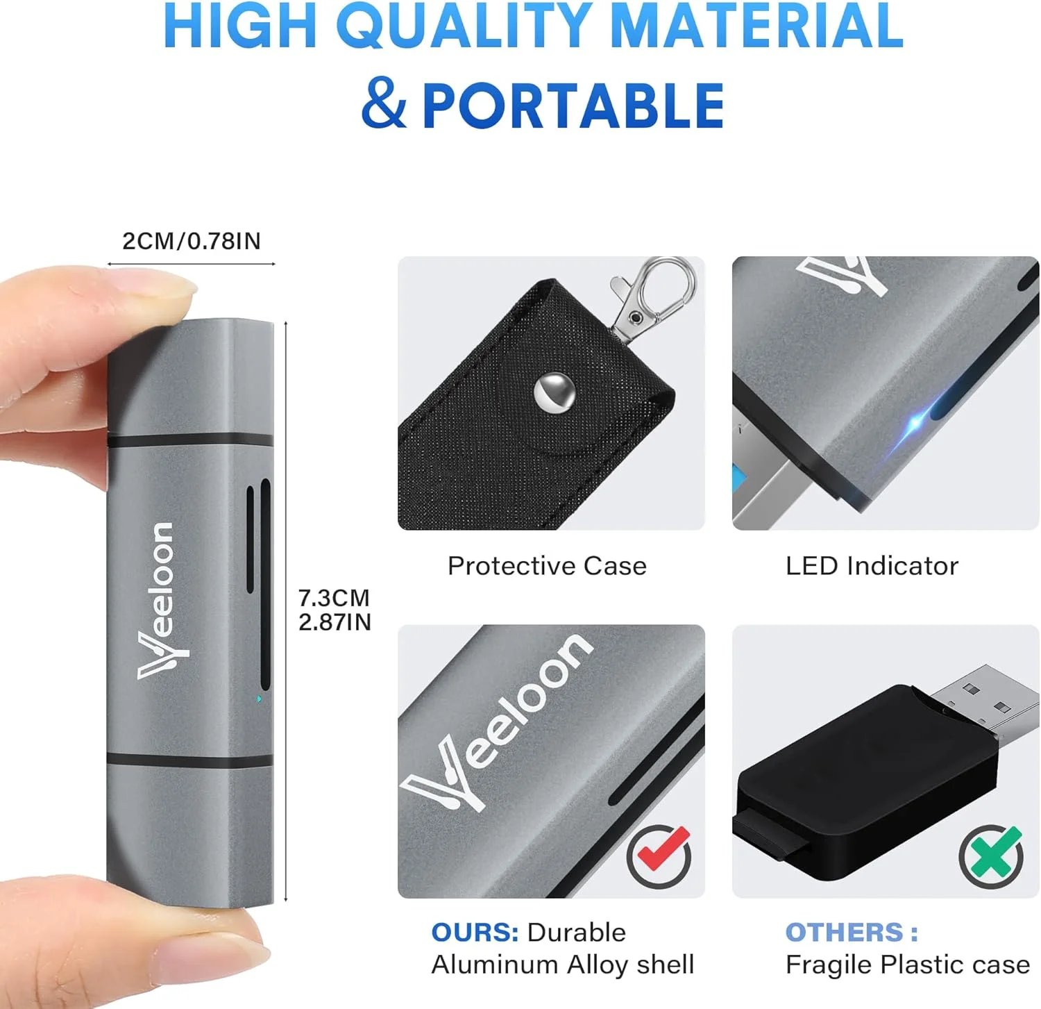 کارت خوان OTG SD، آداپتور USB 3.0 Type C به Micro SD با دو درگاه، نمایشگر کارت حافظه MicroSD SDHC SDXC با کیف حمل PU برای دوربین، کامپیوتر، مک بوک، لپ تاپ