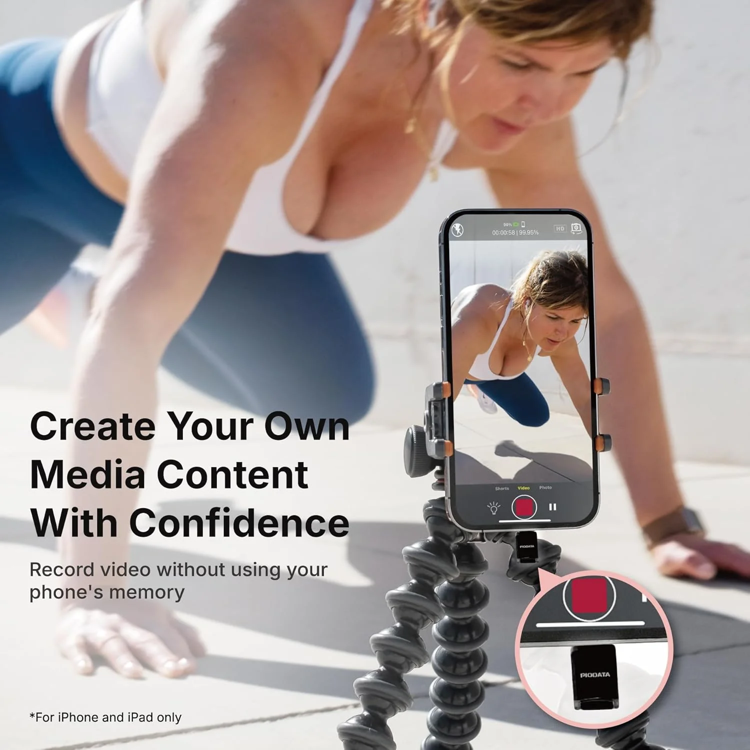 کارت خوان حافظه تلفن: درایو Micro SD USB-C برای آیفون و اندروید، پشتیبان گیری خودکار عکس و فیلم، حافظه فلش قابل حمل iXflash Q mini Apple MFi با برنامه رایگان و آداپتور اسلات MicroSD مشکی