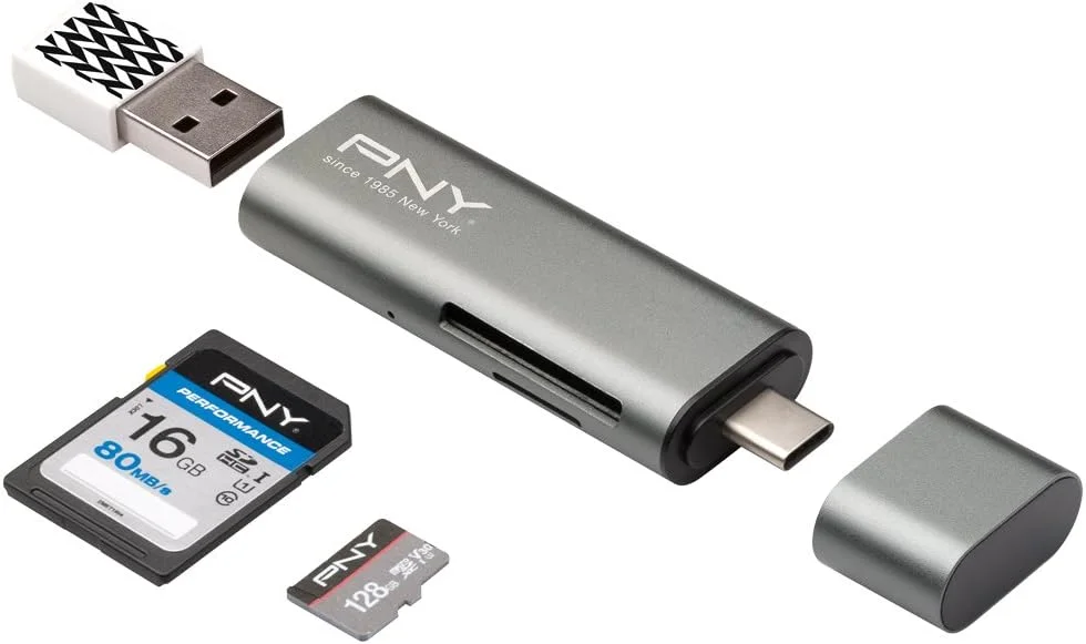 آداپتور کارت خوان USB-C پی ان وای برای کارت SD و MicroSD آداپتور کارت خوان USB-C پی ان وای برای کارت SD و MicroSD