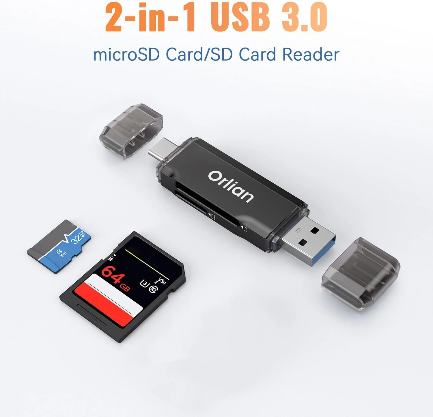 کارت خوان حافظه SD USB 3.0 با دو پورت USB A و USB C به آداپتور کارت حافظه Micro SD/SD، سازگار با ویندوز، مک بوک پرو/ایر، آیفون 15 پرو/مکس، اندروید (کارت SD شامل نمی شود)