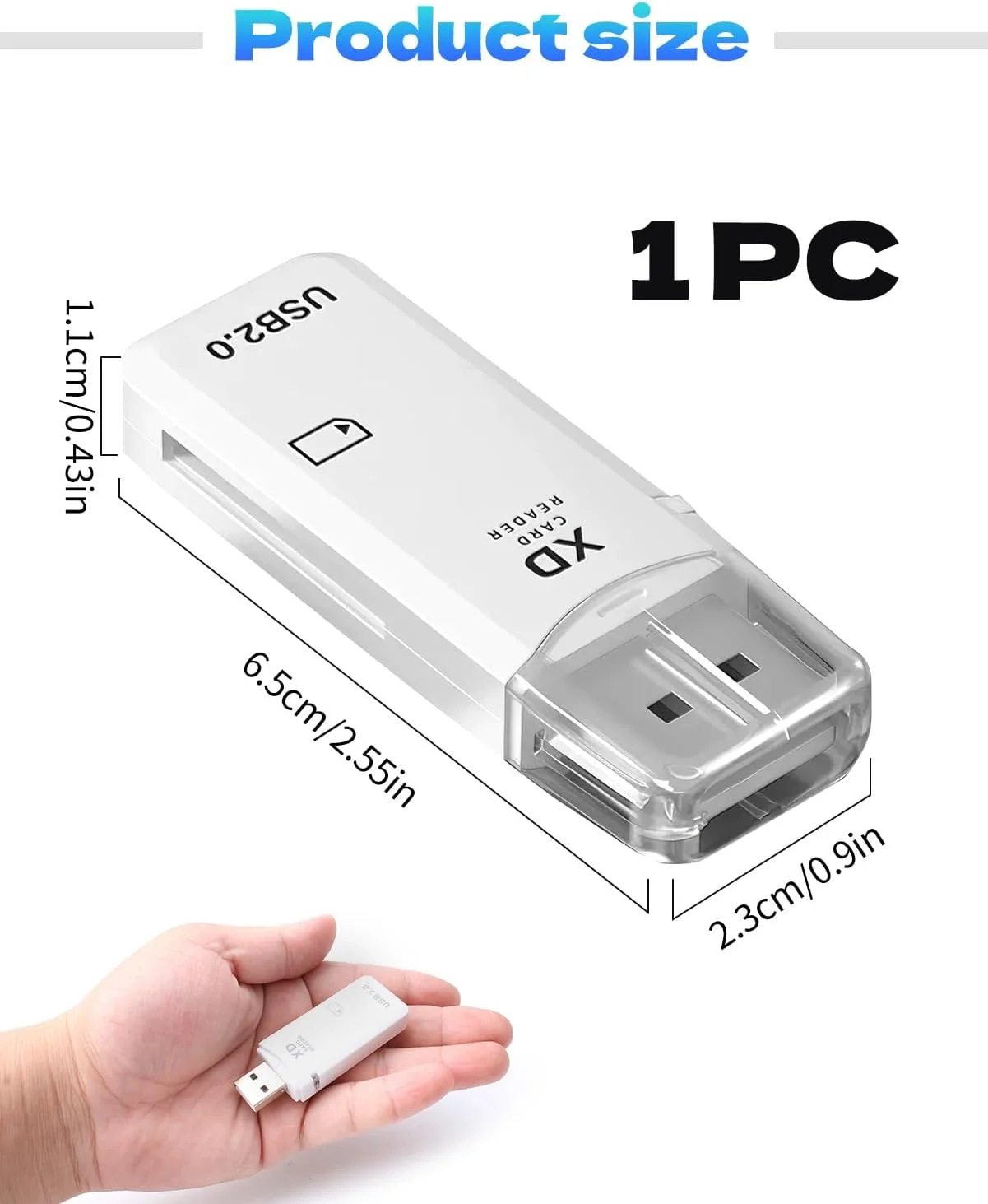کارت خوان حافظه USB2.0 128 گیگابایتی XD، آداپتور کارت تصویر XD، اتصال و پخش برای دوربین های فوجی و المپوس، سازگار با ویندوز، مک و لینوکس