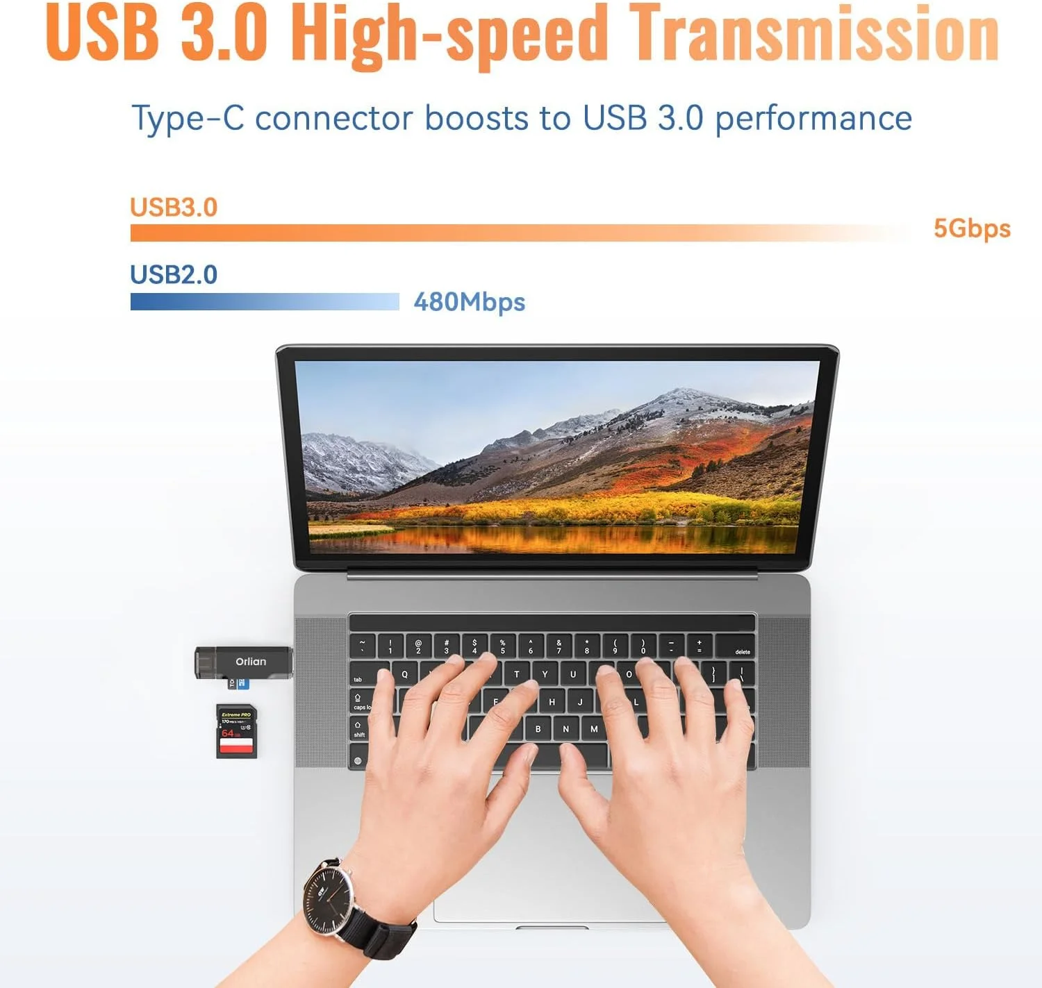 کارت خوان حافظه SD USB 3.0 با دو پورت USB A و USB C به آداپتور کارت حافظه Micro SD/SD، سازگار با ویندوز، مک بوک پرو/ایر، آیفون 15 پرو/مکس، اندروید (کارت SD شامل نمی شود)