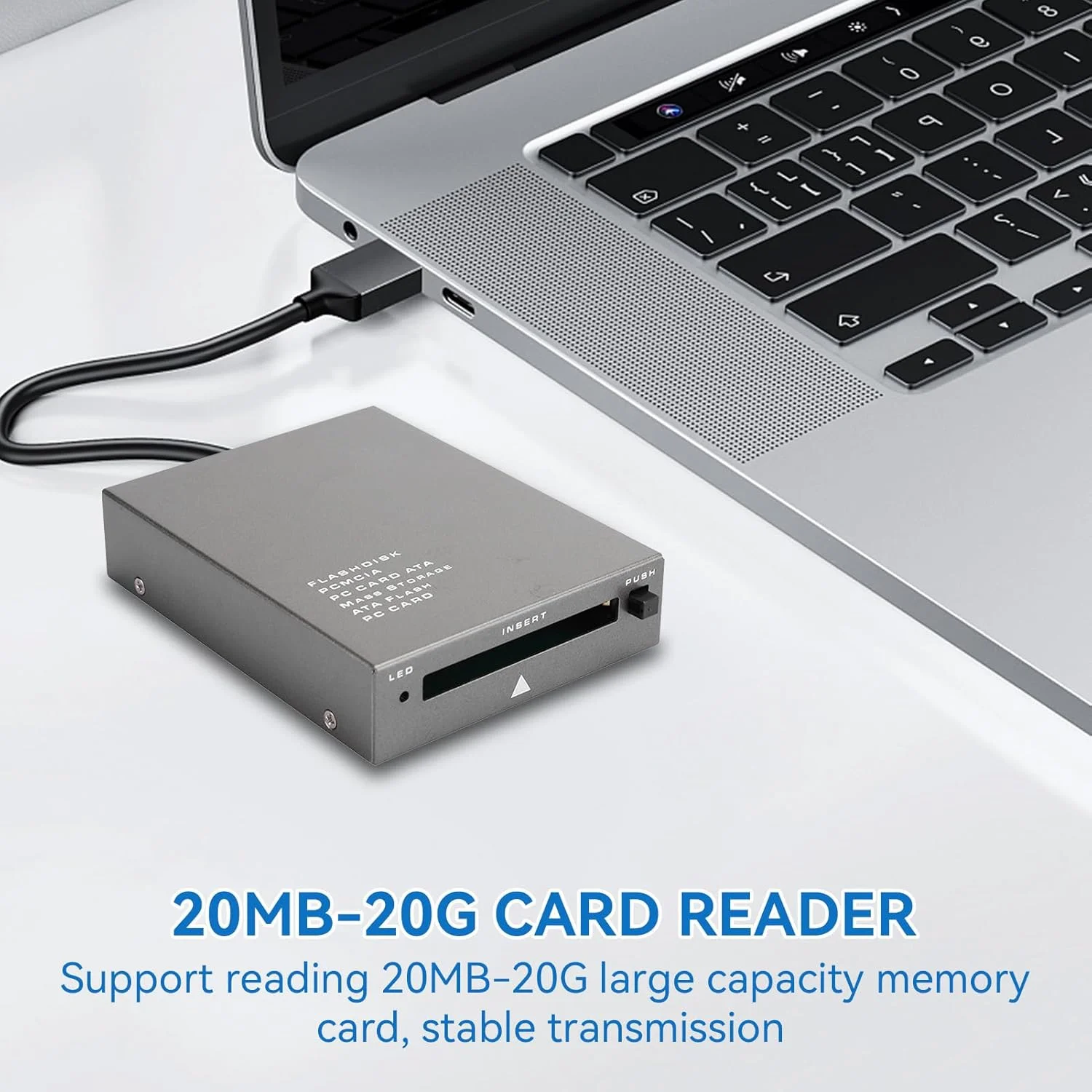 کارت خوان USB 2.0 PCMCIA، رابط USB 2.0 به کارت PC ATA، PCMCIA، کارت خوان کارت حافظه PC پشتیبانی از کارت خوان حافظه فلش 20MB-20G برای کامپیوتر