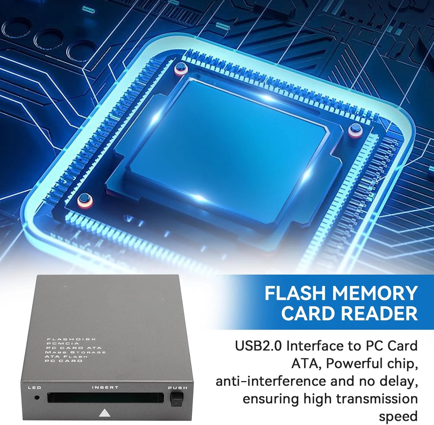 کارت خوان USB 2.0 PCMCIA، رابط USB 2.0 به کارت PC ATA، PCMCIA، کارت خوان کارت حافظه PC پشتیبانی از کارت خوان حافظه فلش 20MB-20G برای کامپیوتر