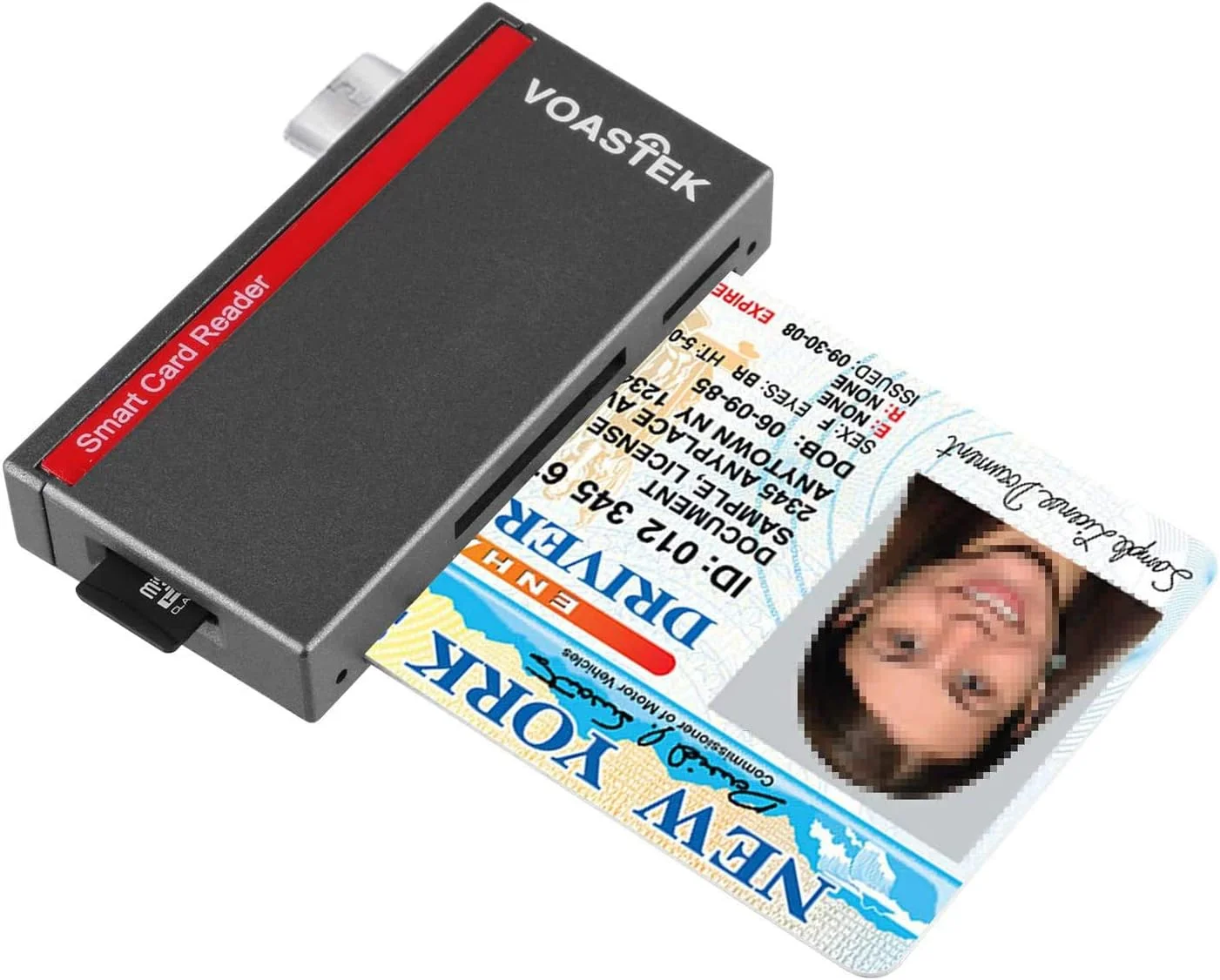 کارت خوان هوشمند USB C، کارت خوان CAC نظامی DOD سازگار با Mac، MacBook Pro، Chromebook و سایر لپ‌تاپ‌های Type C | دارای 3 اسلات داخلی کارت خوان حافظه SD/Micro SD