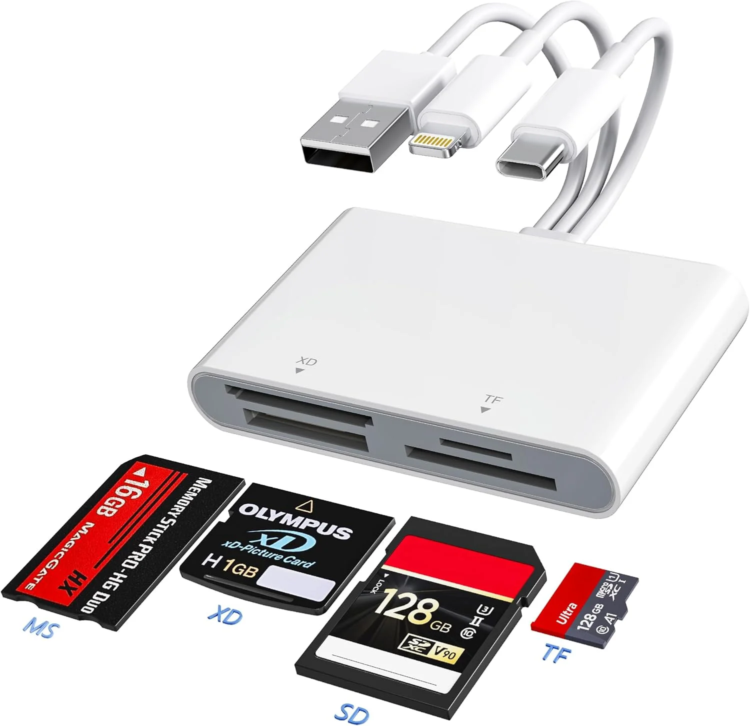 آداپتور کارت حافظه پرو دوئو - کارت خوان XD Picture برای آیفون/USB C/A، آداپتور کارت خوان 4 در 1 SD/TF/MS/XD کارت خوان Sony Cybershot سازگار با آیفون 17/16/15/14/13/12/11/Pad/PC/Android/Laptop آداپتور کارت حافظه پرو دوئو - کارت خوان XD Picture برای آیفون/USB C/A، آداپتور کارت خوان 4 در 1 SD/TF/MS/XD کارت خوان Sony Cybershot سازگار با آیفون 17/16/15/14/13/12/11/Pad/PC/Android/Laptop